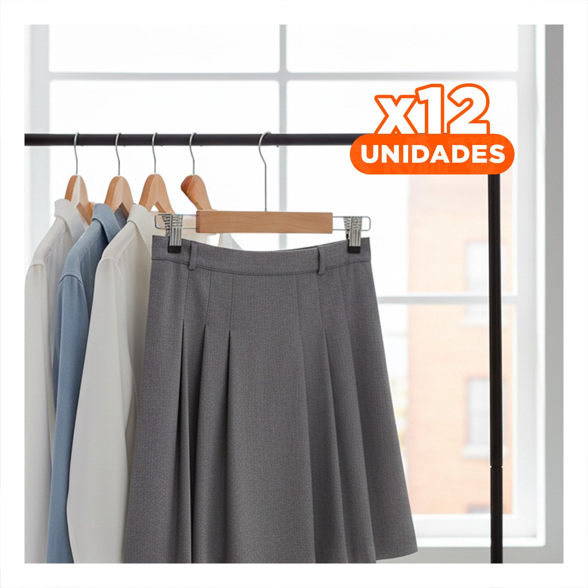 PACK12 SOPORTE COLGANTE PARA EXHIBIR VESTIDOS INFANTILES 2 GANCHOS DE METAL 33CM MOSTAZA - 1