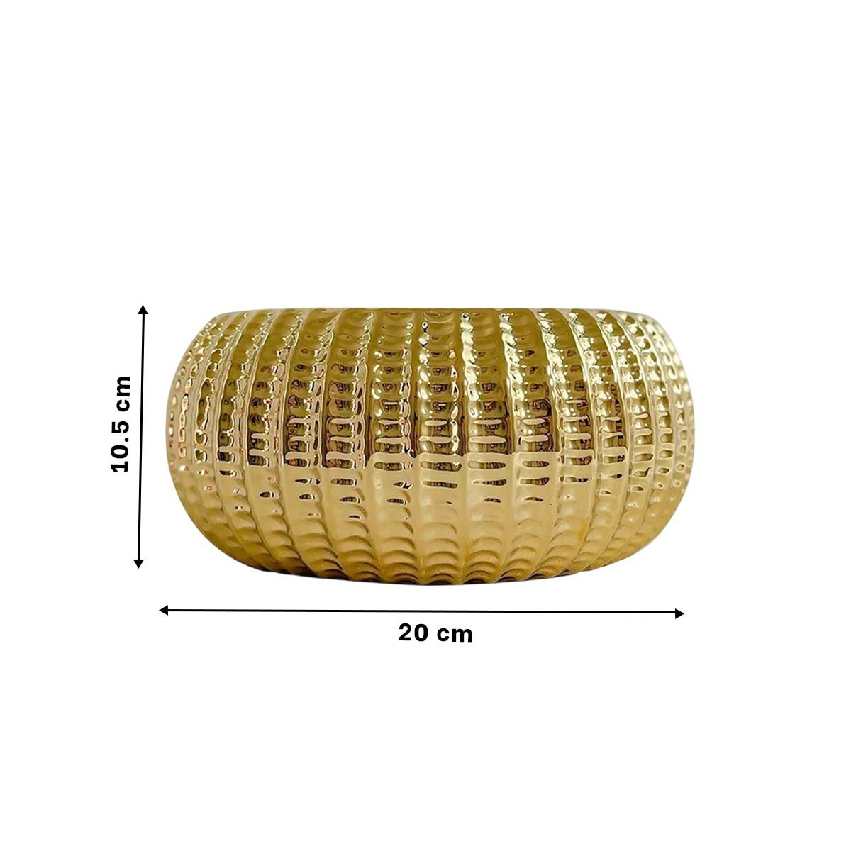 PLATO REDONDO CERAMICA GALVANIZADA 15X20X10.5CM DORADO - 4