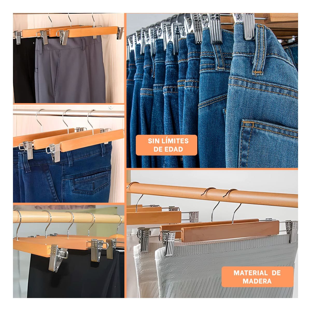 ORGANIZADOR PARA MANTENER VESTIDOS Y CHAQUETAS 2 GANCHOS DE METAL 33CM MOSTAZA Y+POST IT - 1