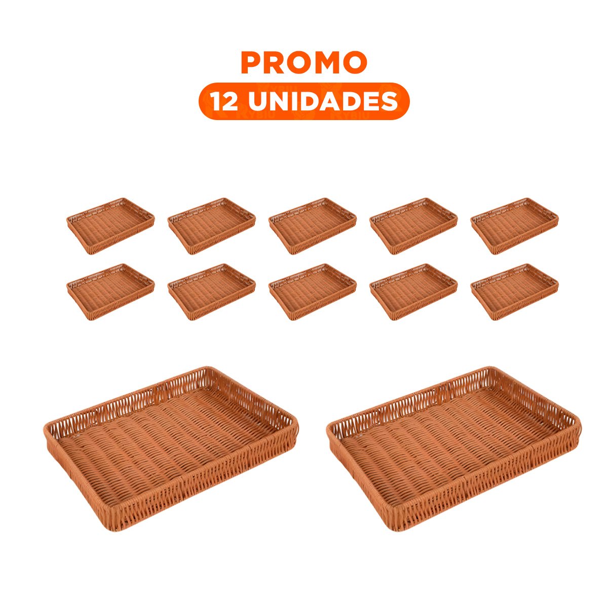 PACK12 ORGANIZADOR RECTANGULAR DE PLASTICO TEJIDO 34X24X4CM PARA PANADERIA Y+REGALO STICKER - 1