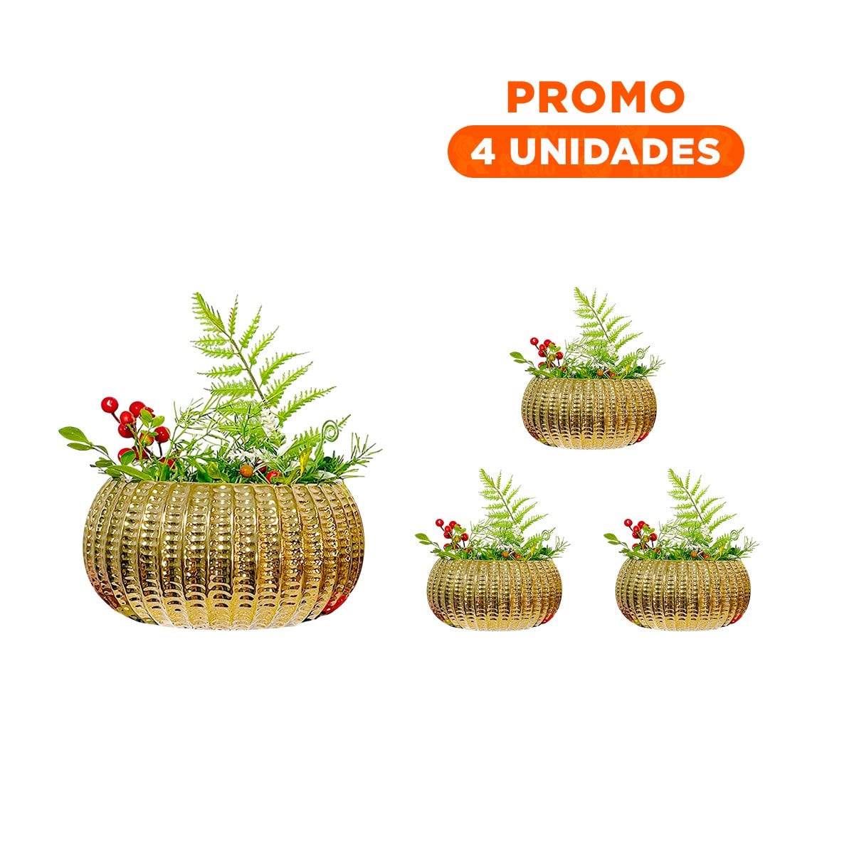 PACK4 PLANTA MINIMALISTA CERAMICA DORADO 17.5X22X11.5CM Y+REGALO STICKER - 1