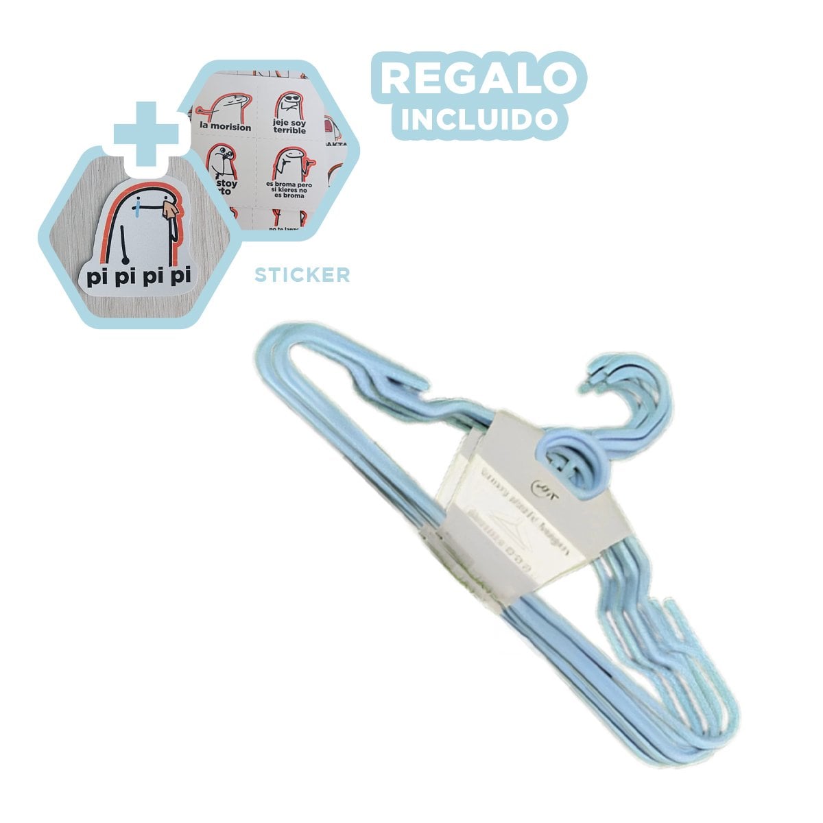 PERCHA REDONDA DE PLASTICO CELESTE CIRCULO EN MEDIO DE 4 PIEZAS CASA Y+REGALO STICKER - 1