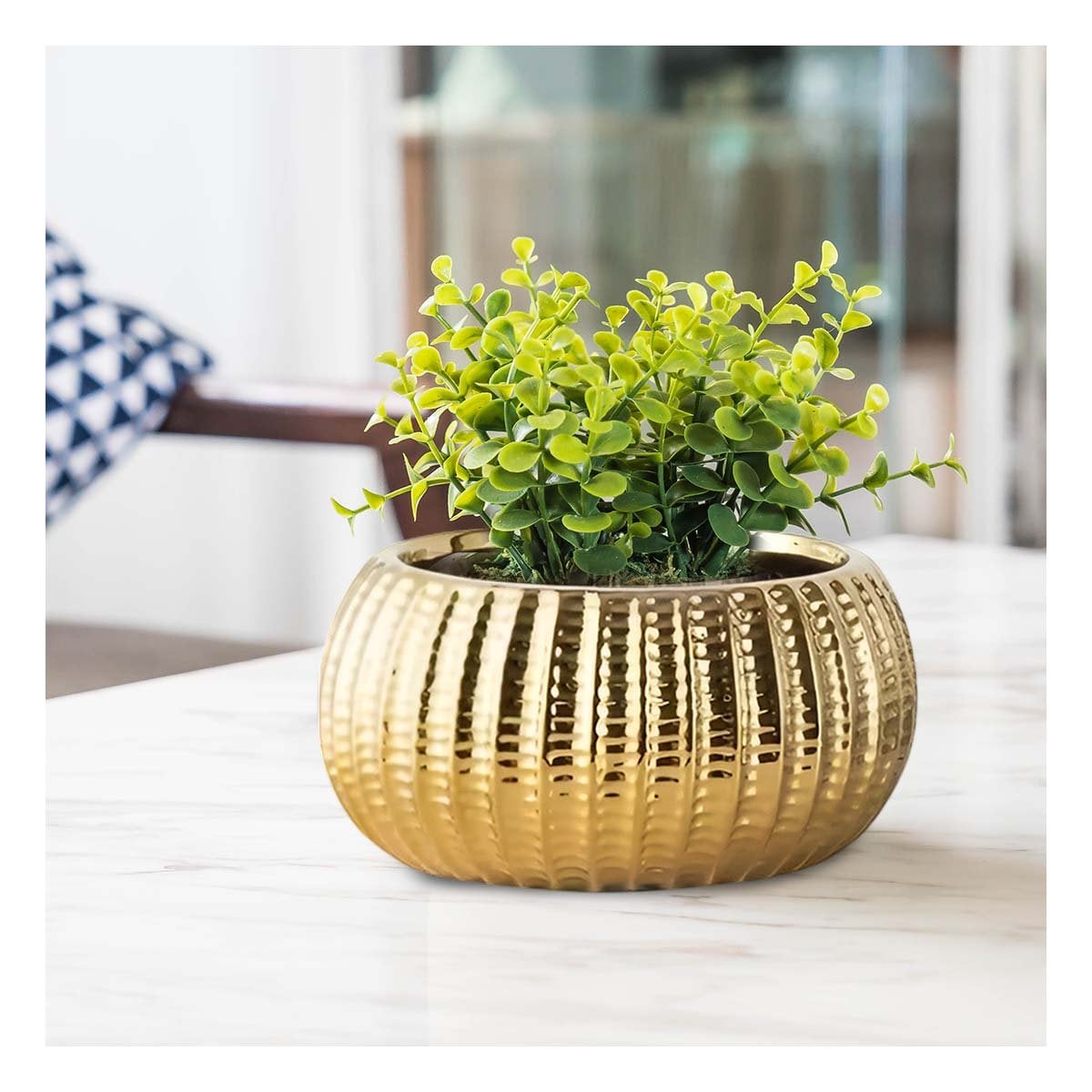 PACK6 JARDINERA DECORATIVA CERAMICA DORADO 17.5X22X11.5CM Y+PAPEL REGALO - 2