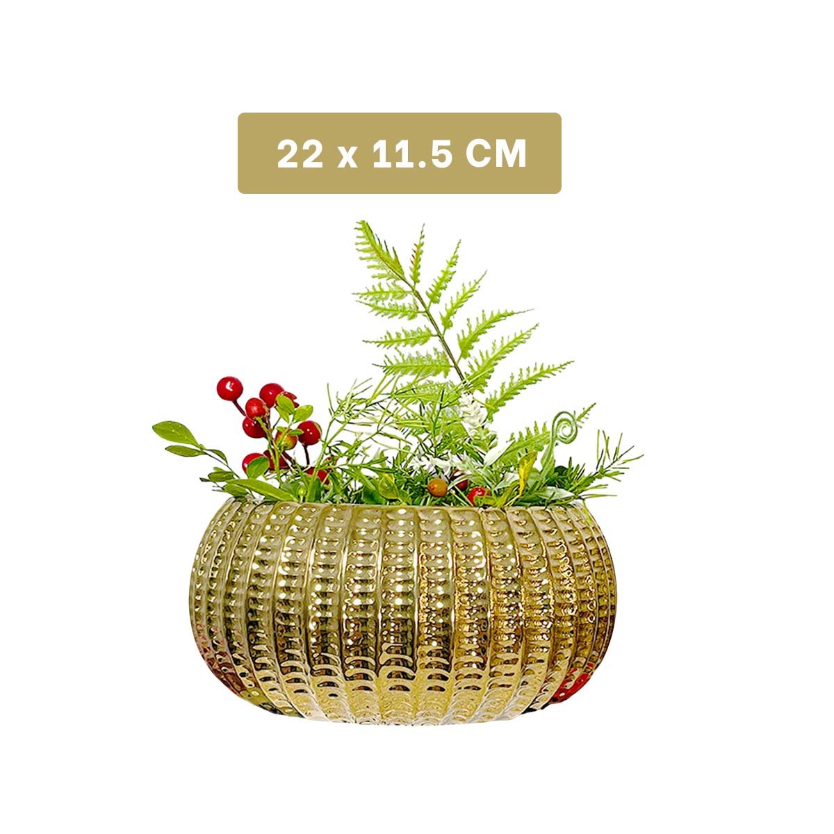 PACK6 JARDINERA DECORATIVA CERAMICA DORADO 17.5X22X11.5CM Y+PAPEL REGALO - 4