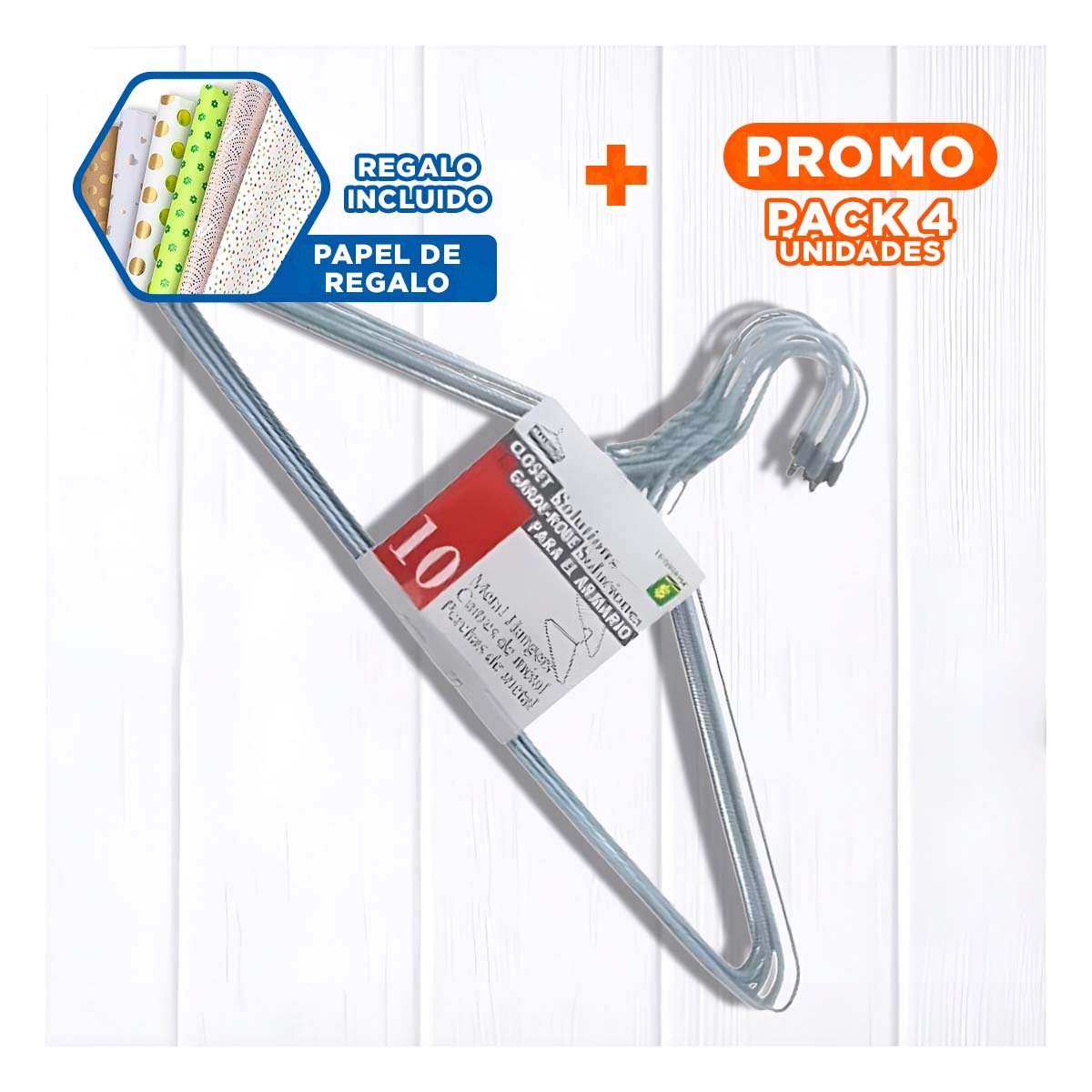 PACK4 SUJETADOR DE ALAMBRE PLOMO CON 10 PIEZAS 21X40CM PARA COLGADO SEGURO Y+PAPEL REGALO - 1