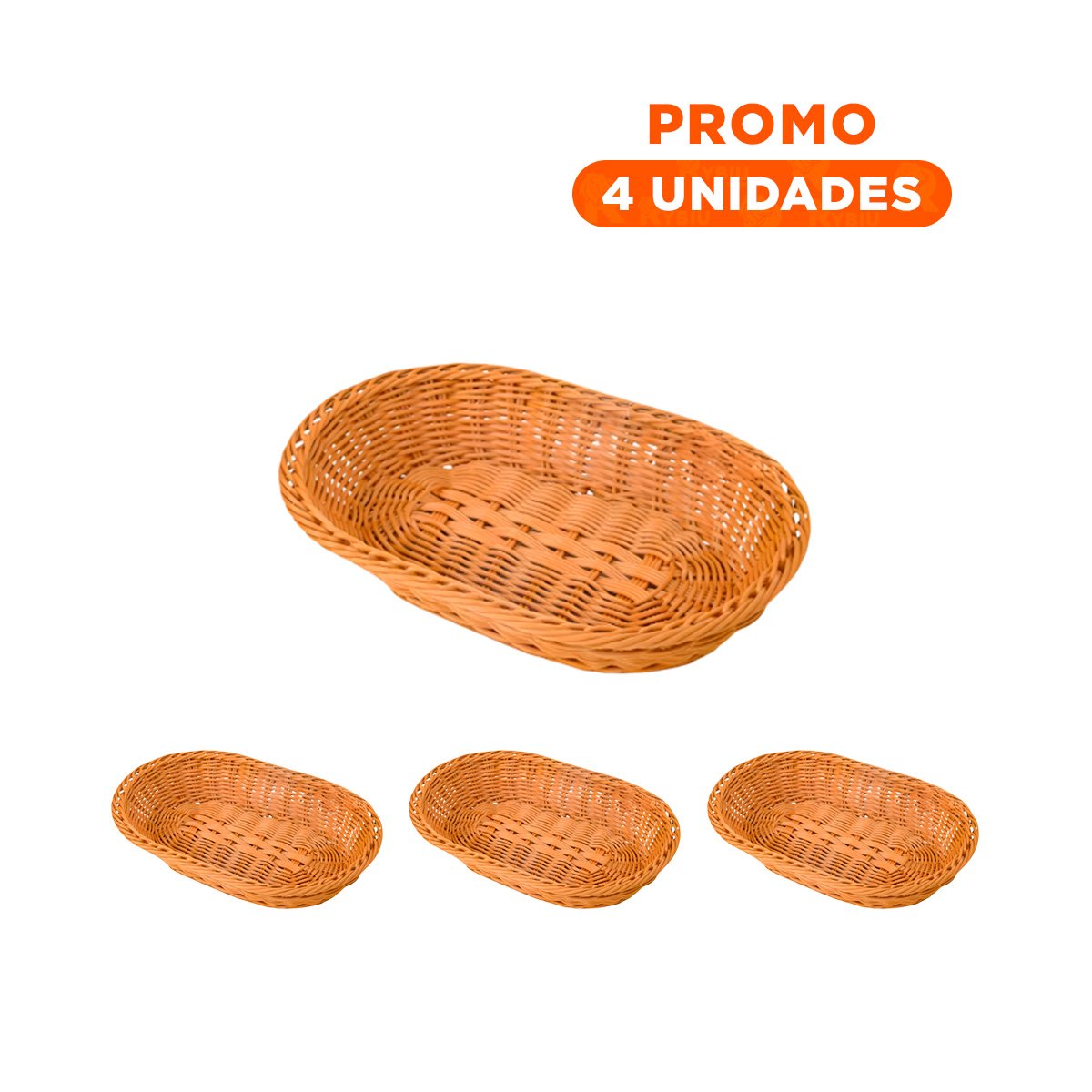 PACK4 CESTO OVALADO DE PLASTICO TEJIDO 30X20X7CM PARA GUARDAR LLAVES Y+REGALO STICKER - 1