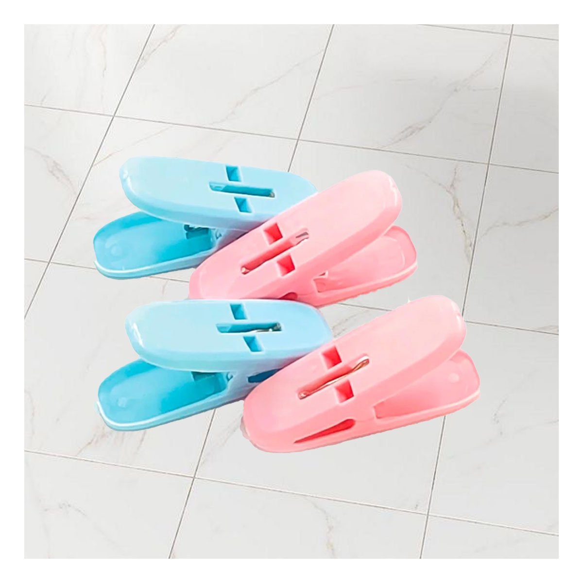 PACK12 CLIPS DE ROPA CURVOS DE PLASTICO MULTICOLOR CON CUERDA PARA LAVADO - 3