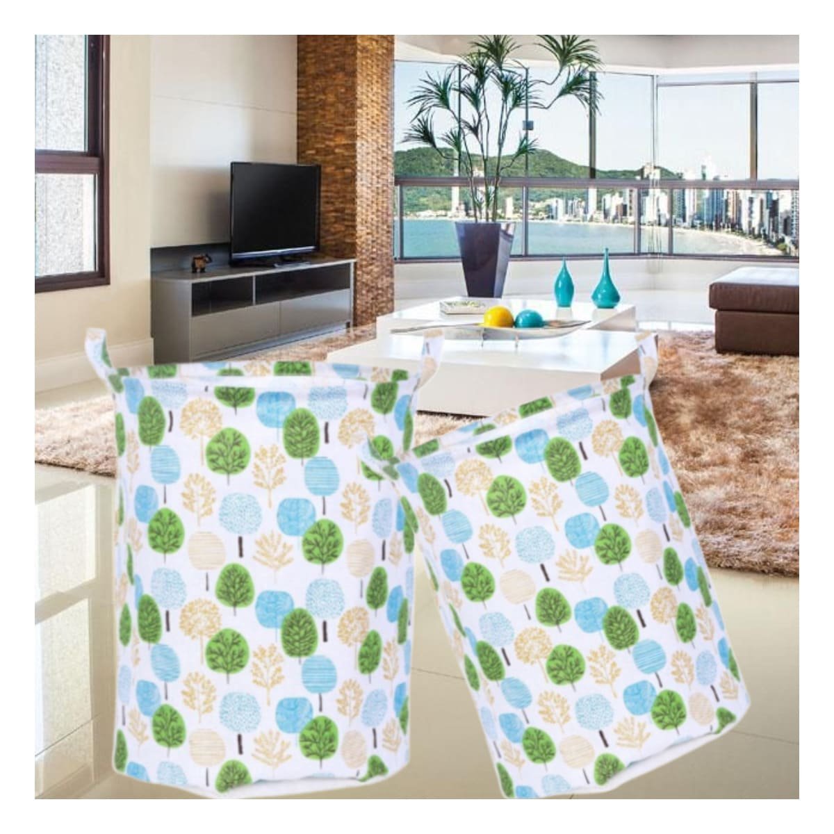 PACK12 CILINDRO PARA ROPA CON ESTAMPADO DE ARBOLES 43X35CM Y+REGALO STICKER - 3