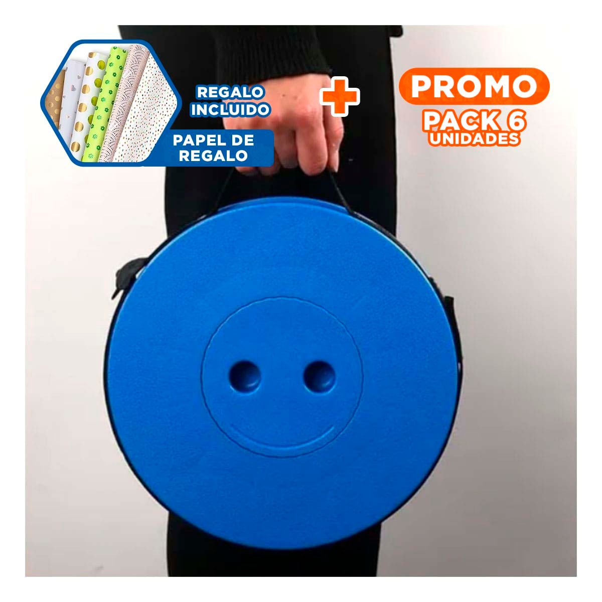 PACK6 TABURETE RESISTENTE PLEGABLE CON TRES SEGUROS PARA USO DOMESTICO Y+PAPEL REGALO - 1