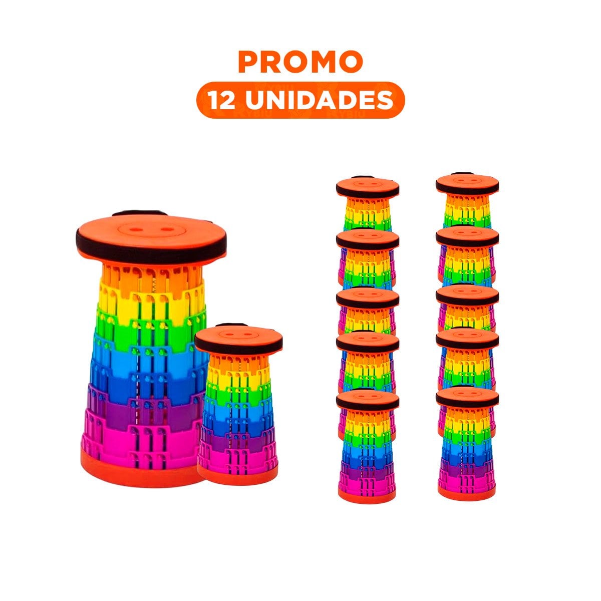PACK12 TABURETE FUNCIONAL CON SEGUROS Y DISENO PLEGABLE PARA CASA YREGALO STICKER - 1