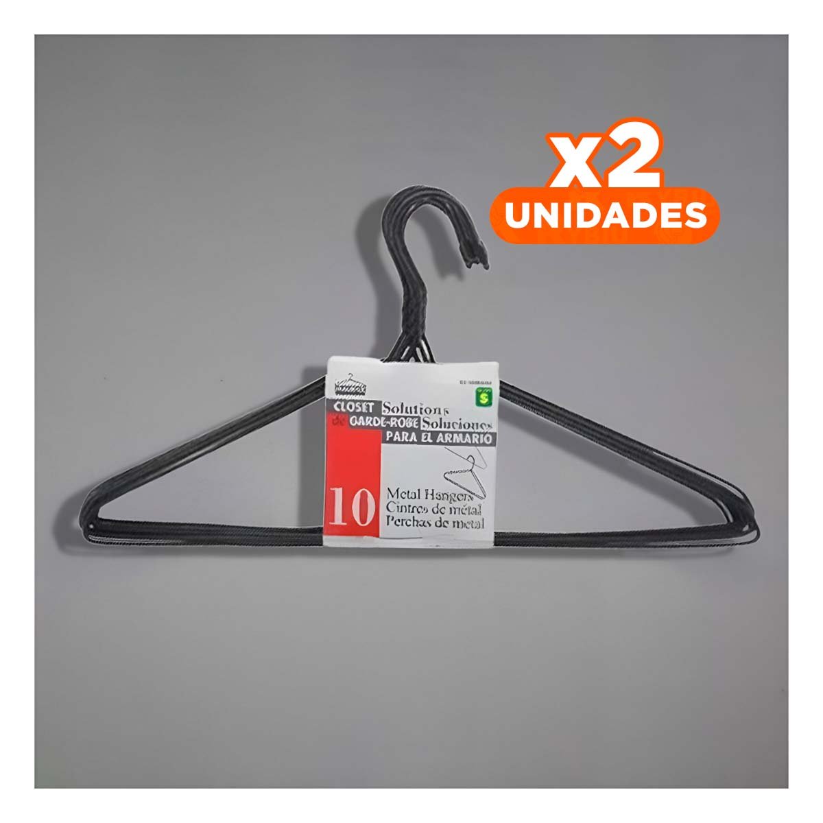 PACK2 PERCHA CLASICA DE ALAMBRE NEGRA CON 10 PIEZAS 21X40CM PARA ROPA Y+REGALO STICKER - 1
