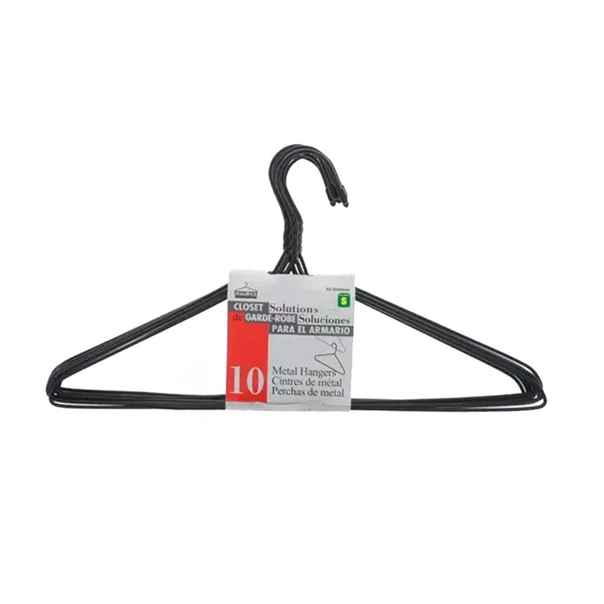 PACK2 PERCHA CLASICA DE ALAMBRE NEGRA CON 10 PIEZAS 21X40CM PARA ROPA Y+REGALO STICKER - 2