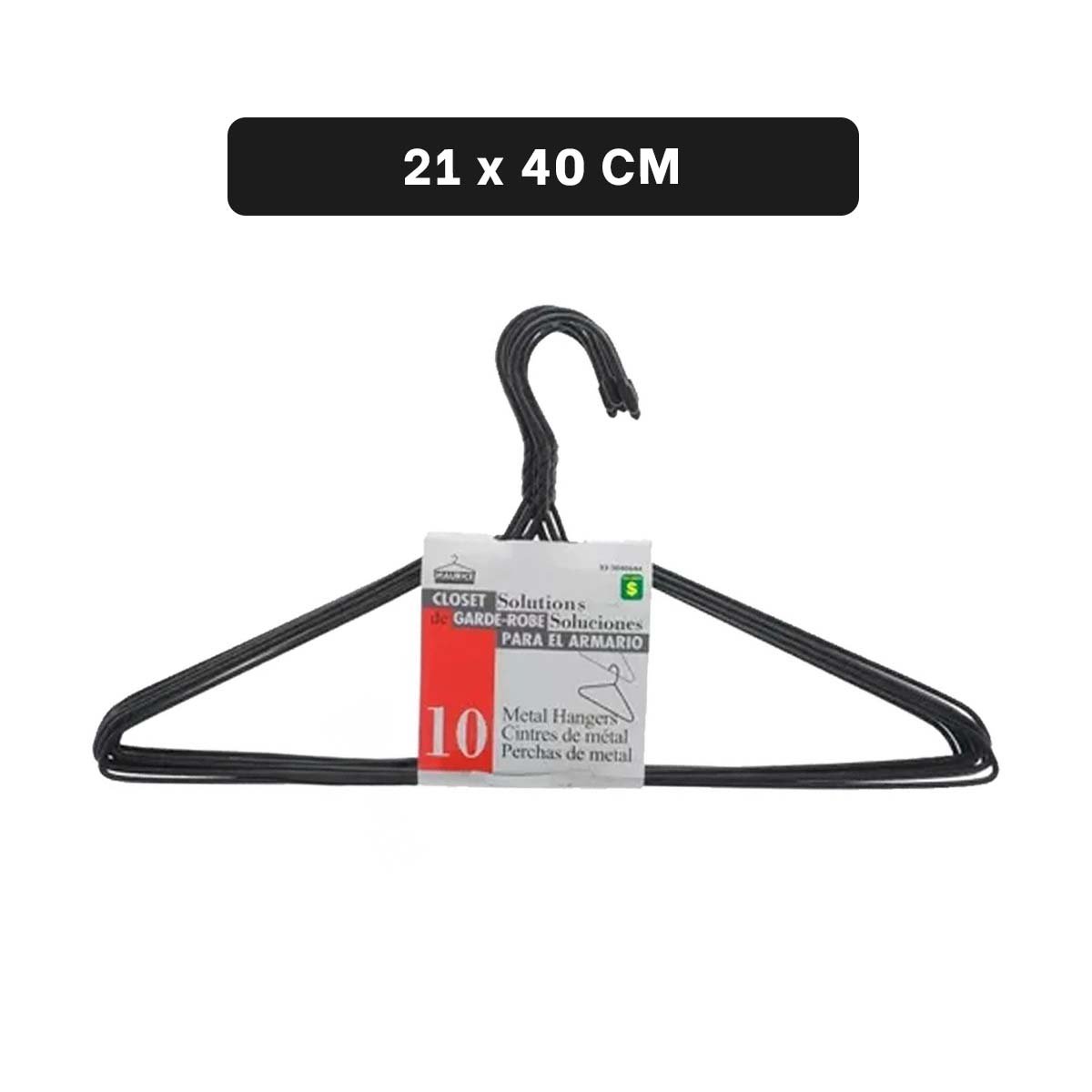 PACK2 PERCHA CLASICA DE ALAMBRE NEGRA CON 10 PIEZAS 21X40CM PARA ROPA Y+REGALO STICKER - 4