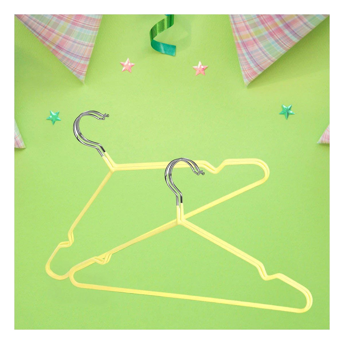 PACK4 GANCHO PARA CLOSET DE ALAMBRE CON PLASTICO AMARILLO 5 PIEZAS HOGAR Y+REGALO STICKER - 3