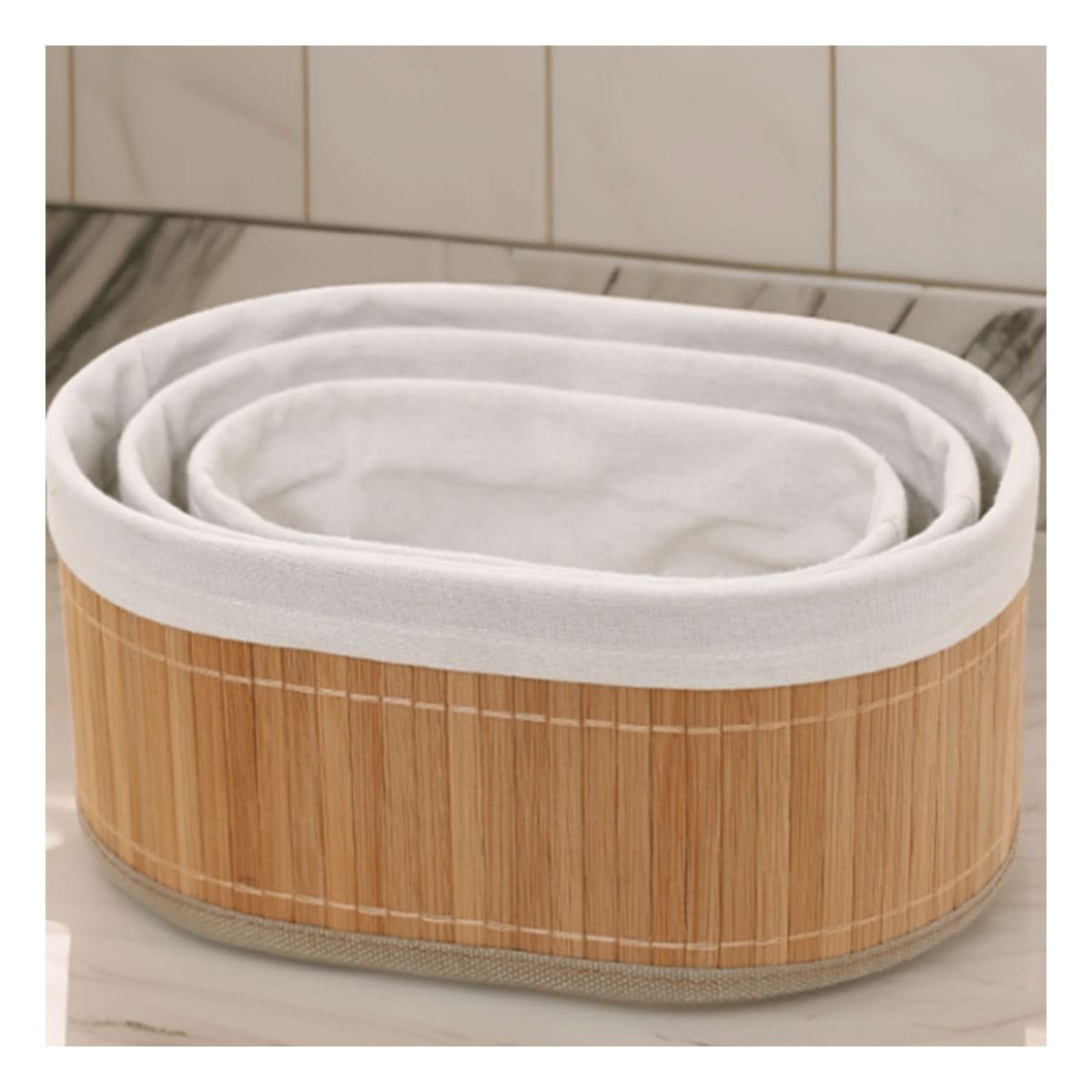CANASTAS DECORATIVAS DE BAMBU Y TELA PARA AMBIENTES CALIDOS Y FUNCIONALES Y+PAPEL REGALO - 3