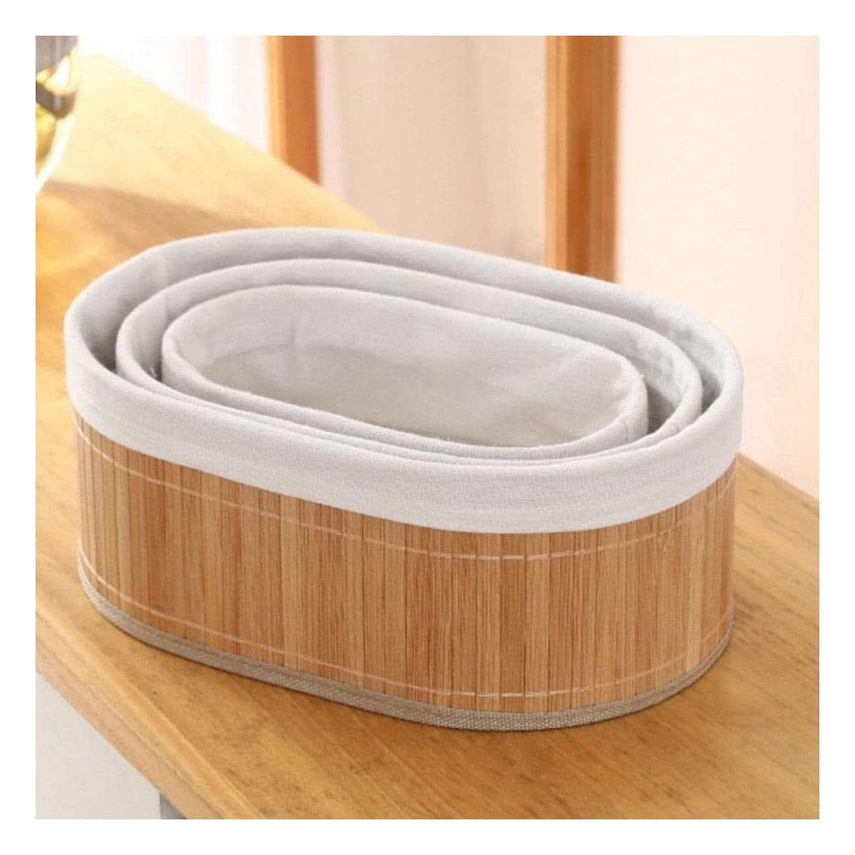 CANASTAS DECORATIVAS DE BAMBU Y TELA PARA AMBIENTES CALIDOS Y FUNCIONALES Y+PAPEL REGALO - 5