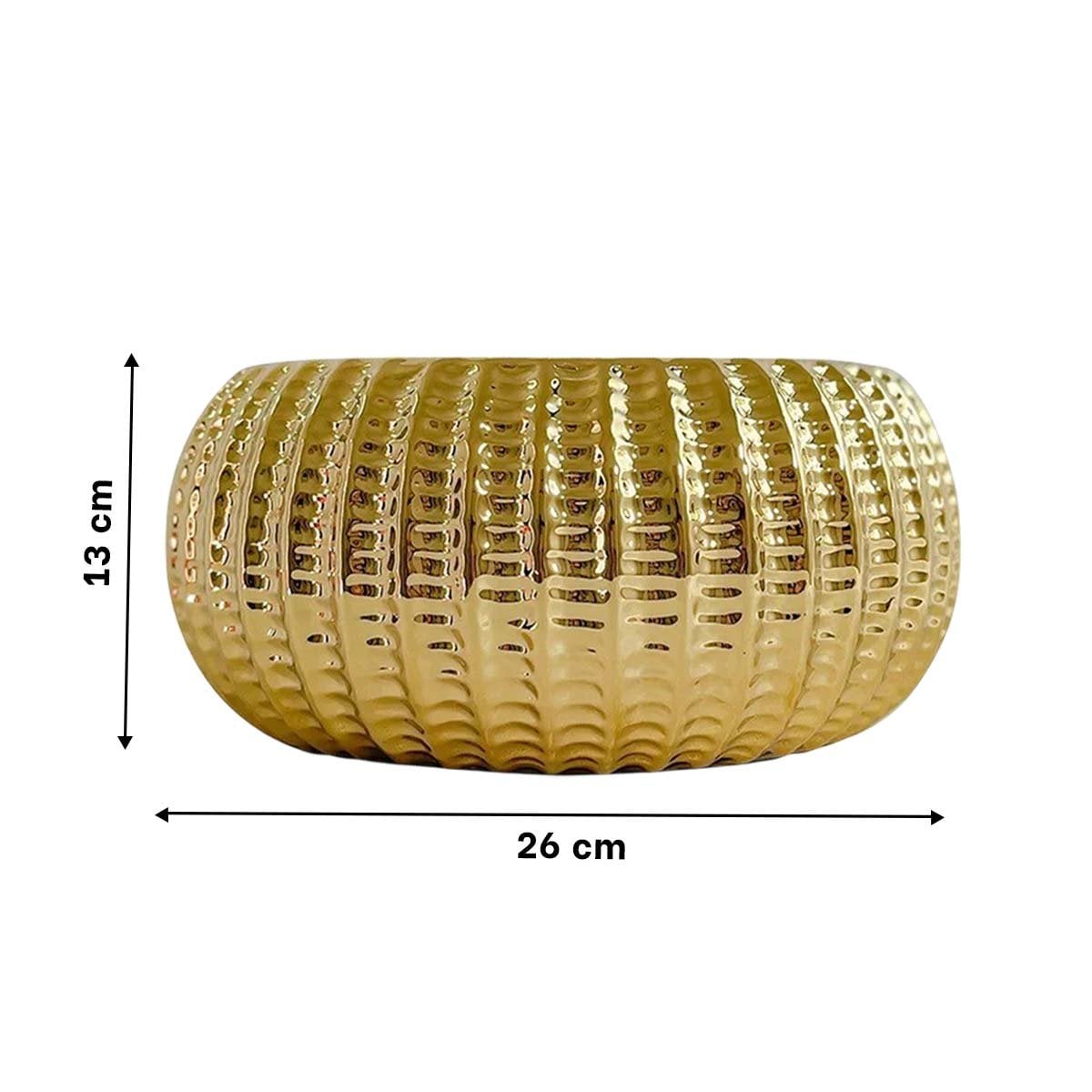 TERRAZA CUENCO CERAMICA DORADO ACANALADO PARA CASA Y JARDIN Y+REGALO STICKER - 4