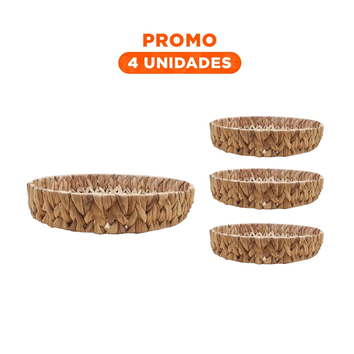 PACK4 CESTA TEJIDA CIRCULAR GRASS 27X4CM PARA DECORACION MOSTAZA YREGALO STICKER - 1