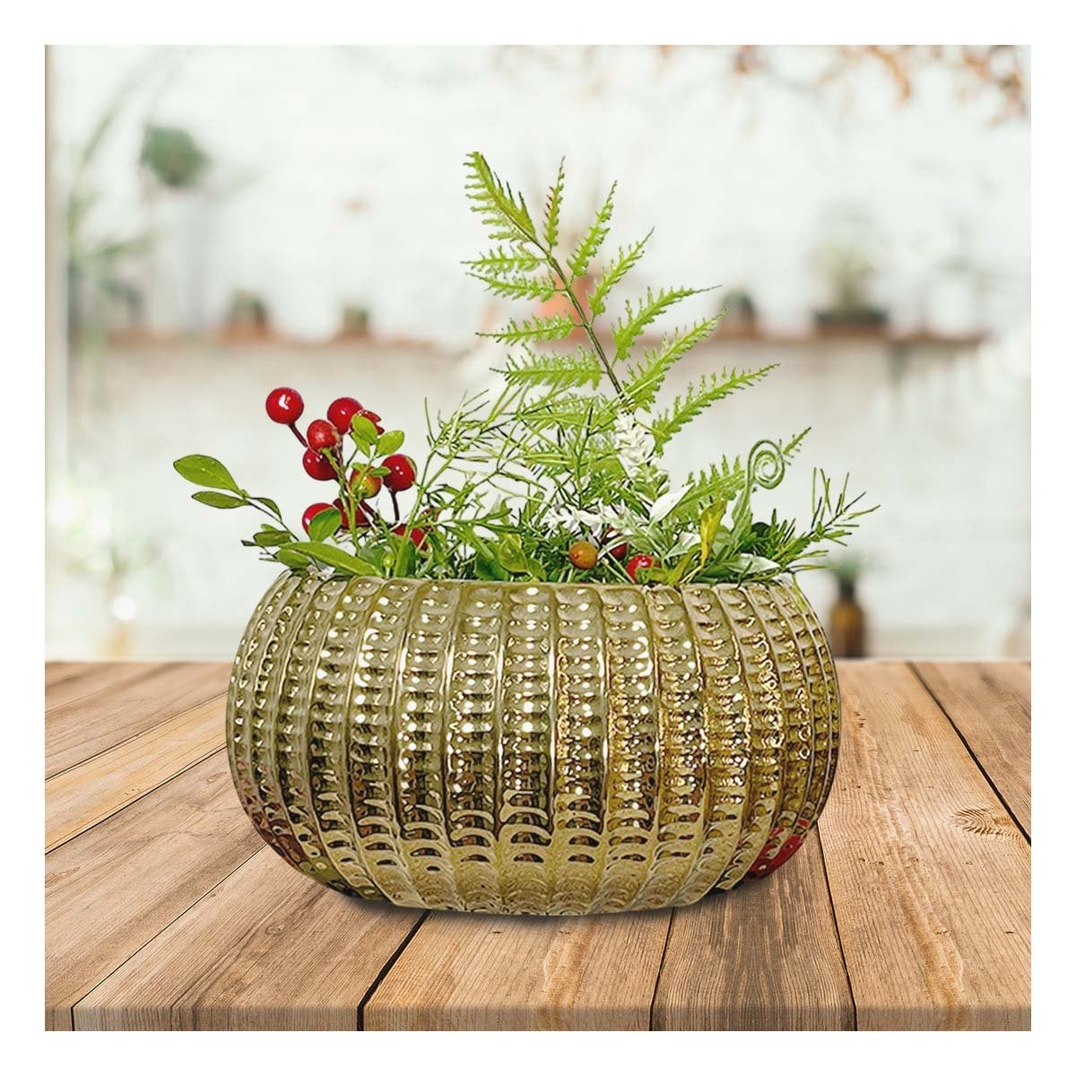 PACK4 JARDINERA MINIMALISTA CERAMICA GALVANIZADA 15X20X10.5CM DORADO - 5