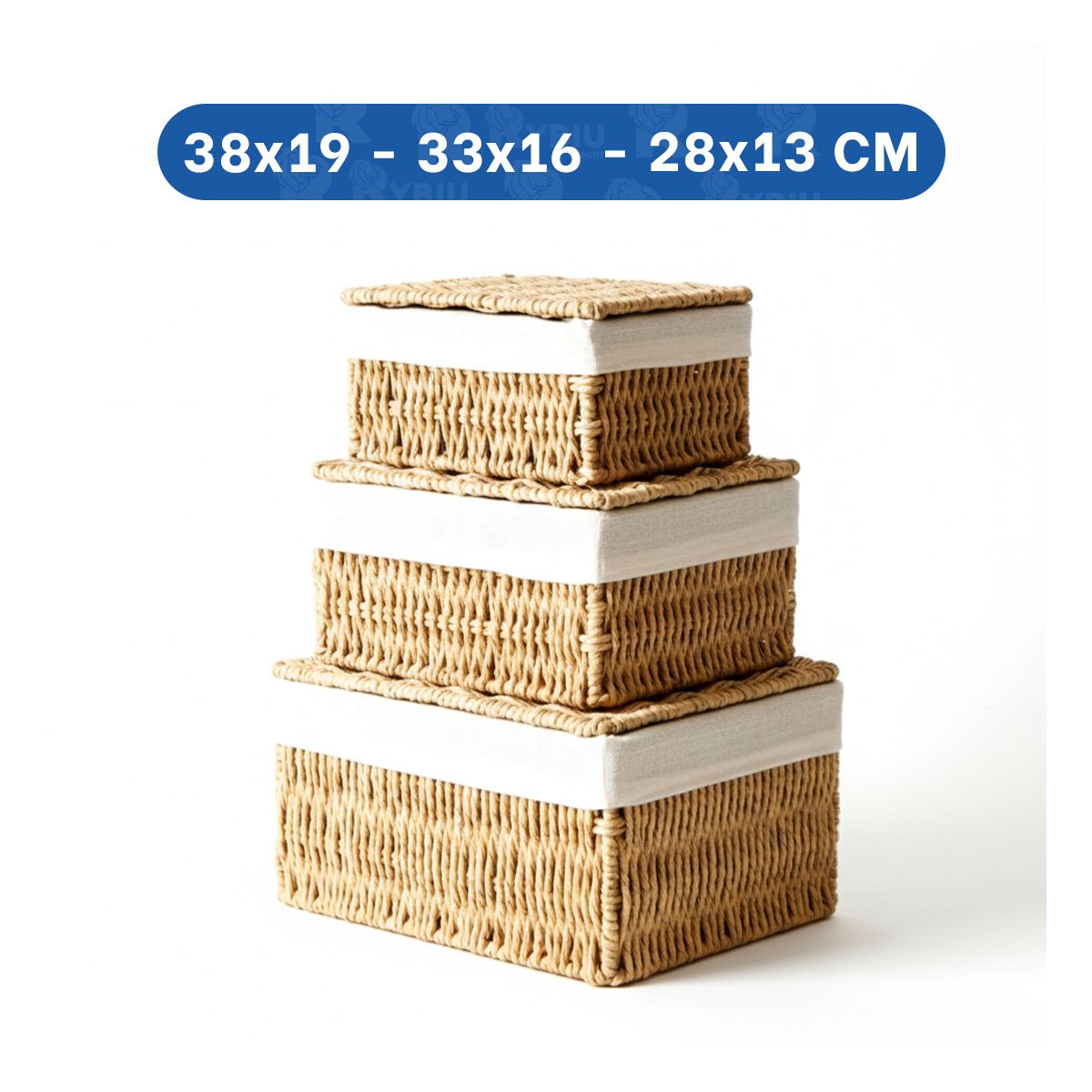 CESTA DE ORDEN DOMESTICO CON TAPA MOSTAZA 38X28 33X23 28X18 Y+PAPEL REGALO - 4