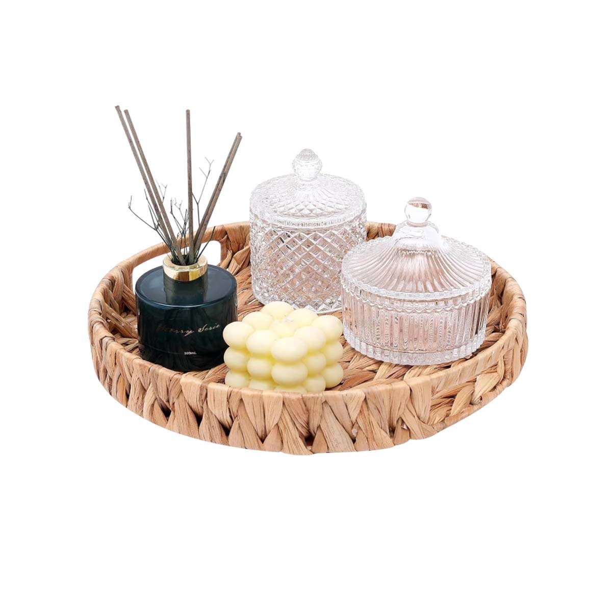 BOL CIRCULAR TEJIDO CON ASAS GRASS 30X4CM MOSTAZA PARA DECORACION FESTIVA YLIGAS REGALO - 3
