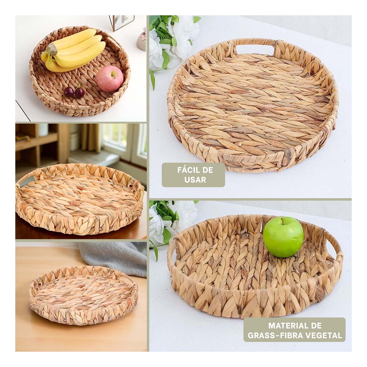 BOL CIRCULAR TEJIDO CON ASAS GRASS 30X4CM MOSTAZA PARA DECORACION FESTIVA YLIGAS REGALO - 5
