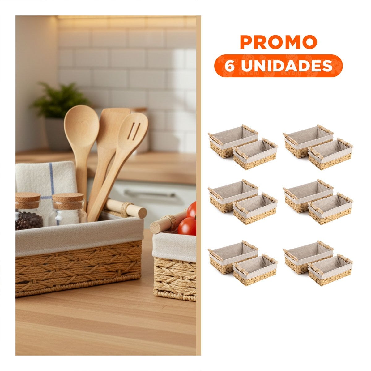 PACK6 CAJA ORGANIZADORA PARA CLOSET MOSTAZA 24.5X14.5CM - 1