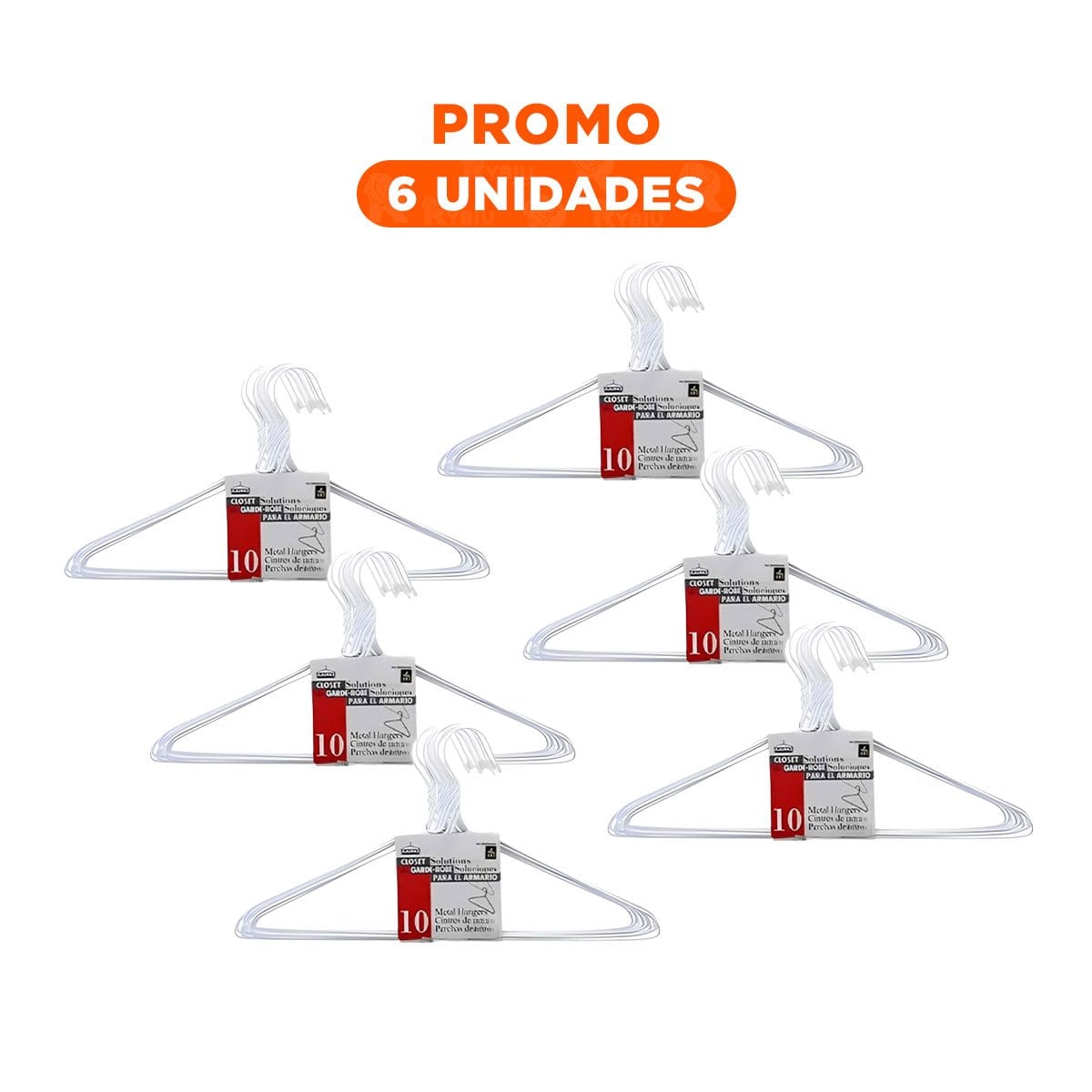PACK6 GANCHO CLASICO BLANCO DE ALAMBRE PACK 10 PIEZAS 21X40CM - 1