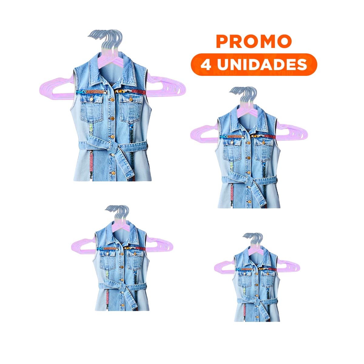 PACK4 GANCHO PARA CLOSET DE ALAMBRE CON PLASTICO LILA 5 PIEZAS HOGAR Y+REGALO STICKER - 1