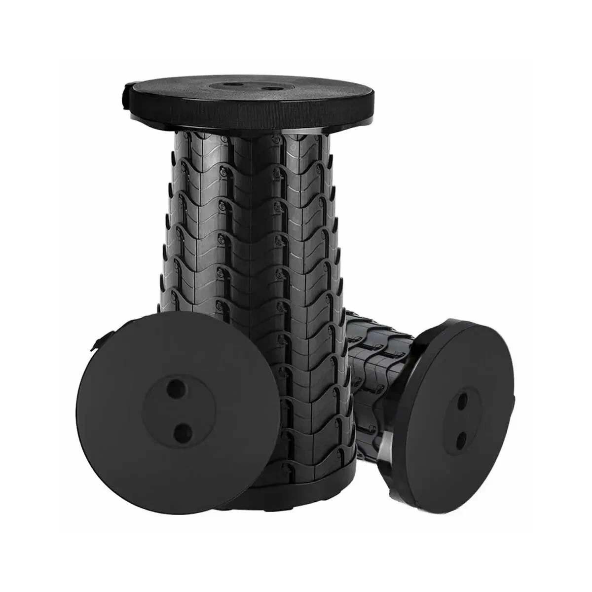 BANQUETA MODERNA PLEGABLE 3 SEGUROS PORTATILES TAPA NEGRO CENTRO NEGRO Y+LIGAS REGALO - 3