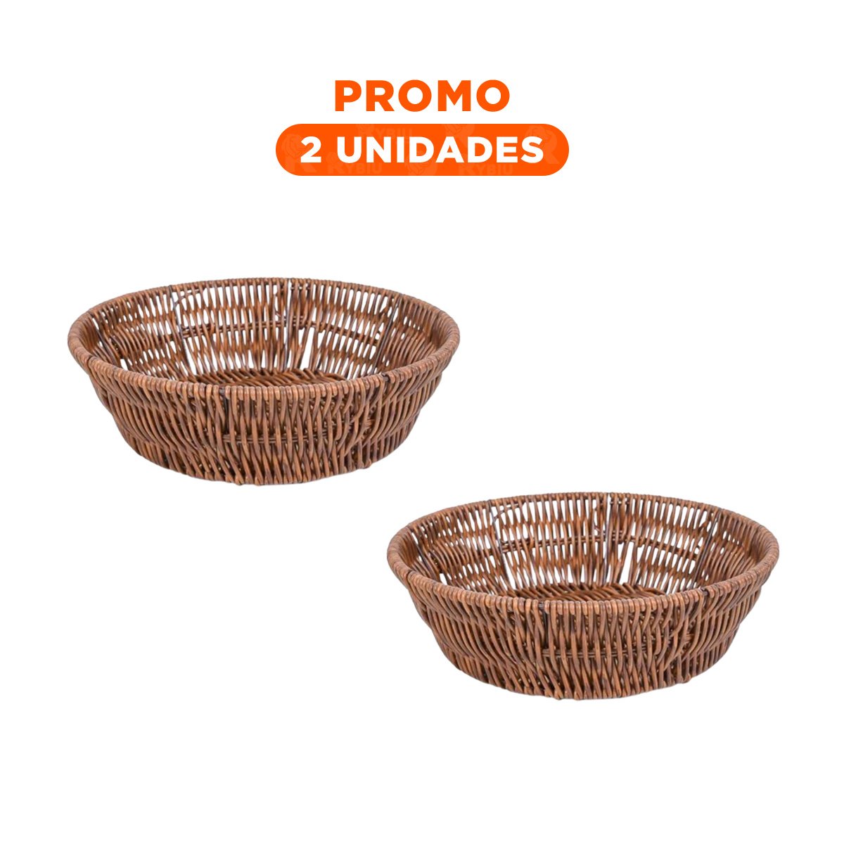 PACK2 RECIPIENTE TEJIDO CIRCULAR 25X19X7CM MARRON RESISTENTE ESPACIOS PLUS - 1