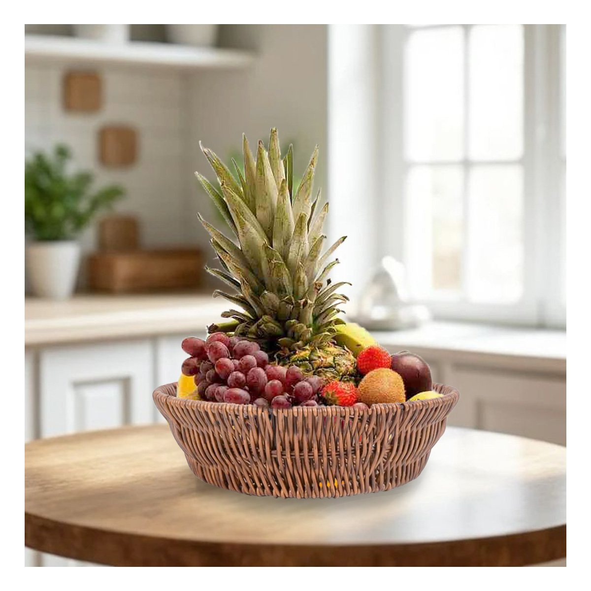 PACK2 RECIPIENTE TEJIDO CIRCULAR 25X19X7CM MARRON RESISTENTE ESPACIOS PLUS - 3