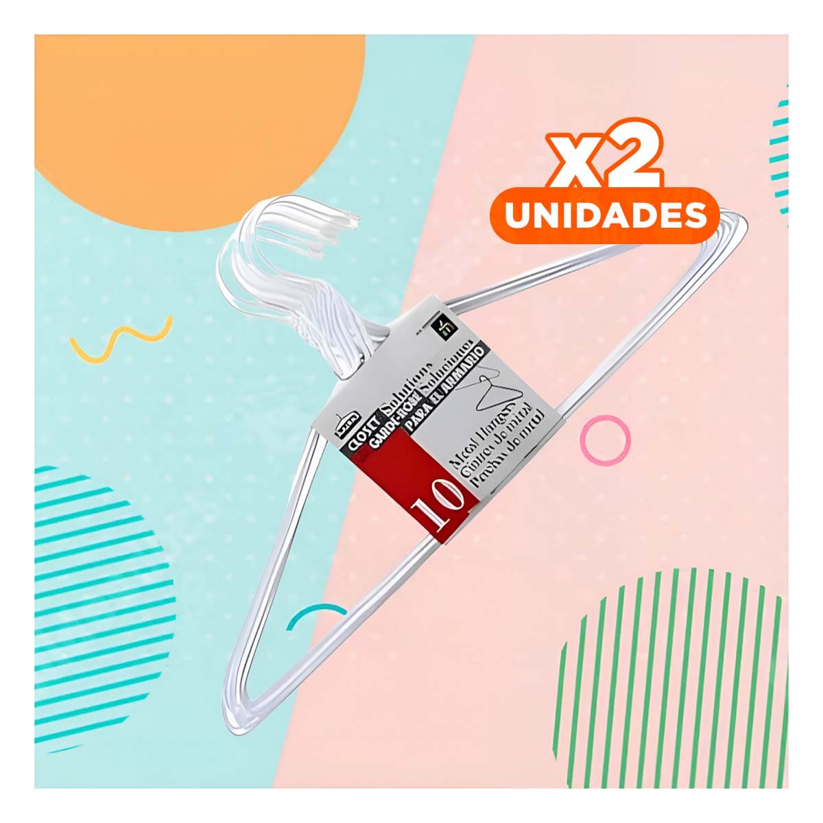 PACK2 PERCHA DE ALAMBRE BLANCA SET DE 10 PIEZAS 21X40CM PARA HOGAR Y+REGALO STICKER - 1