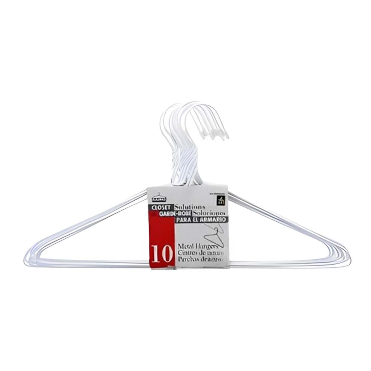 PACK2 PERCHA DE ALAMBRE BLANCA SET DE 10 PIEZAS 21X40CM PARA HOGAR Y+REGALO STICKER - 2