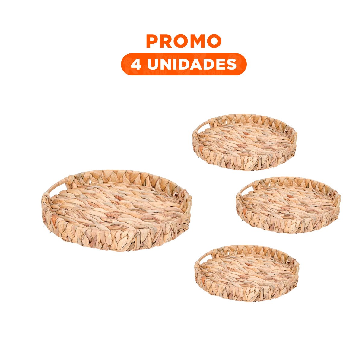 PACK4 CAJA REDONDA TEJIDA CON ASAS GRASS 30X4CM MOSTAZA PARA ORGANIZACION CASA YREGALO STICKER - 1