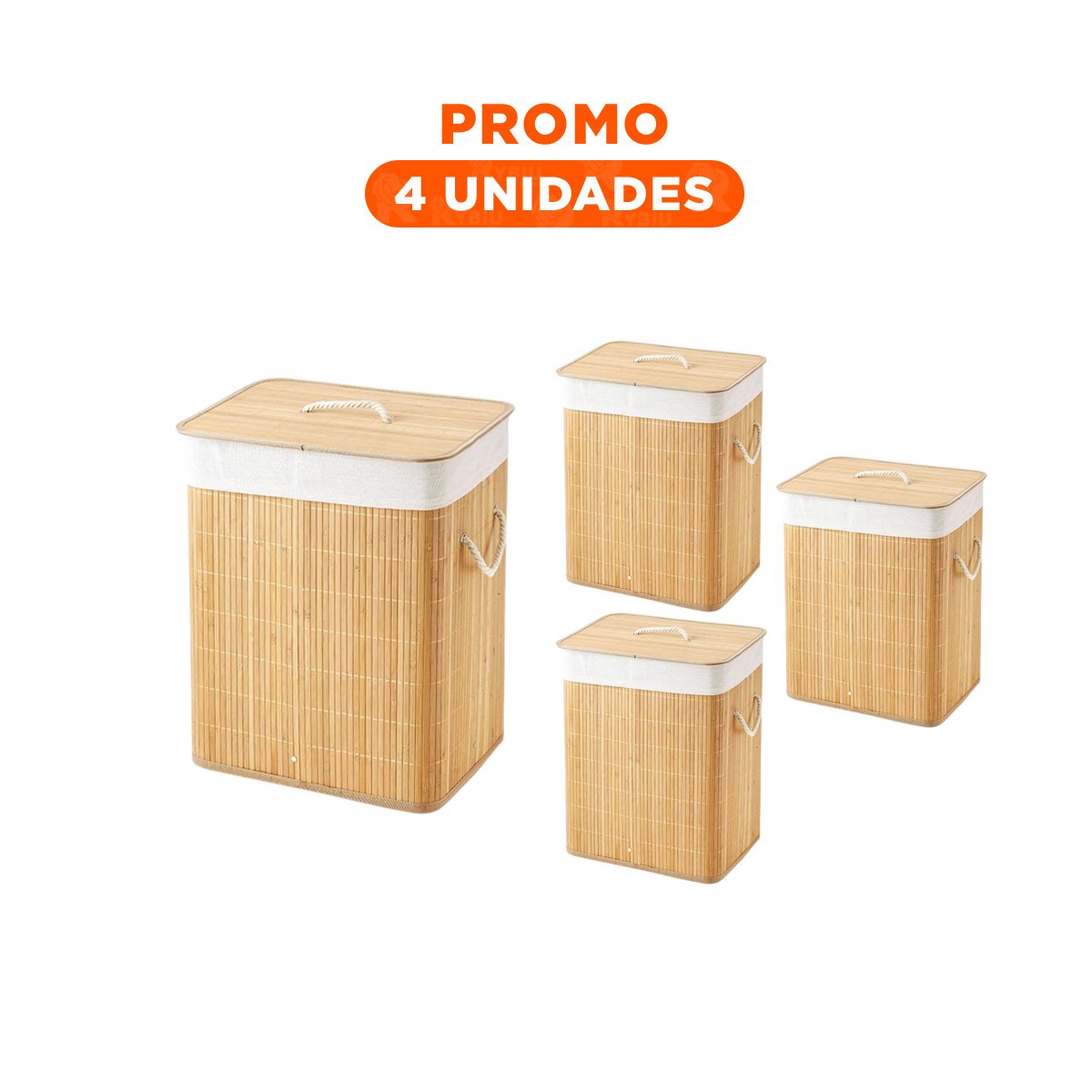 PACK4 PRODUCTO PLEGABLE DE BAMBU CON TAPA PARA MANTENER EL HOGAR ORDENADO Y+REGALO STICKER - 1