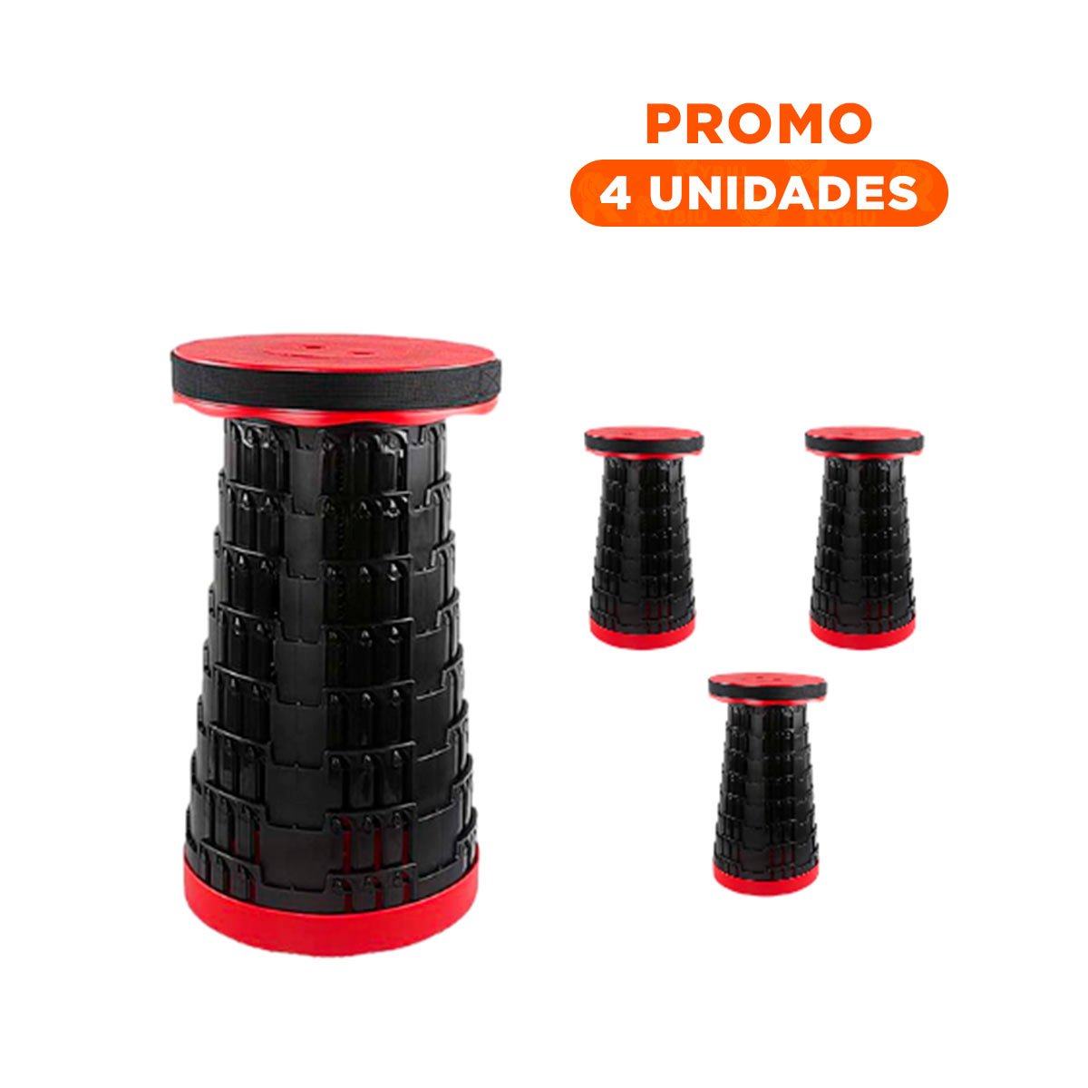 PACK4 BUTACA MOVIL 3 SEGUROS PORTATILES TAPA ROJO CENTRO NEGRO PARA BALCON Y+REGALO STICKER - 1