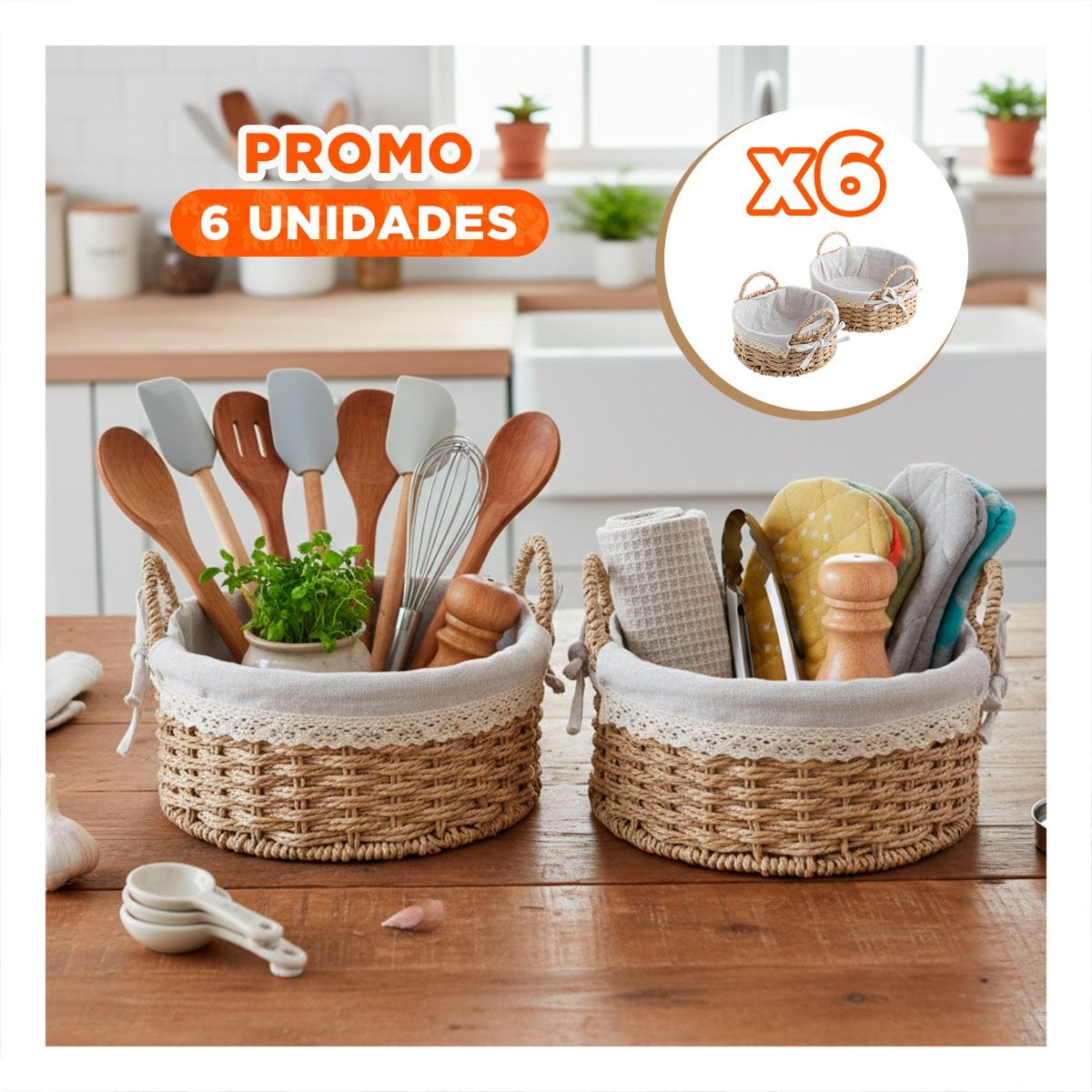 PACK6 COLECCION 2 BANDEJA CIRCULAR TEJIDA CON FORRO BEIGE Y PLOMO PARA ROPA Y+REGALO STICKER - 1