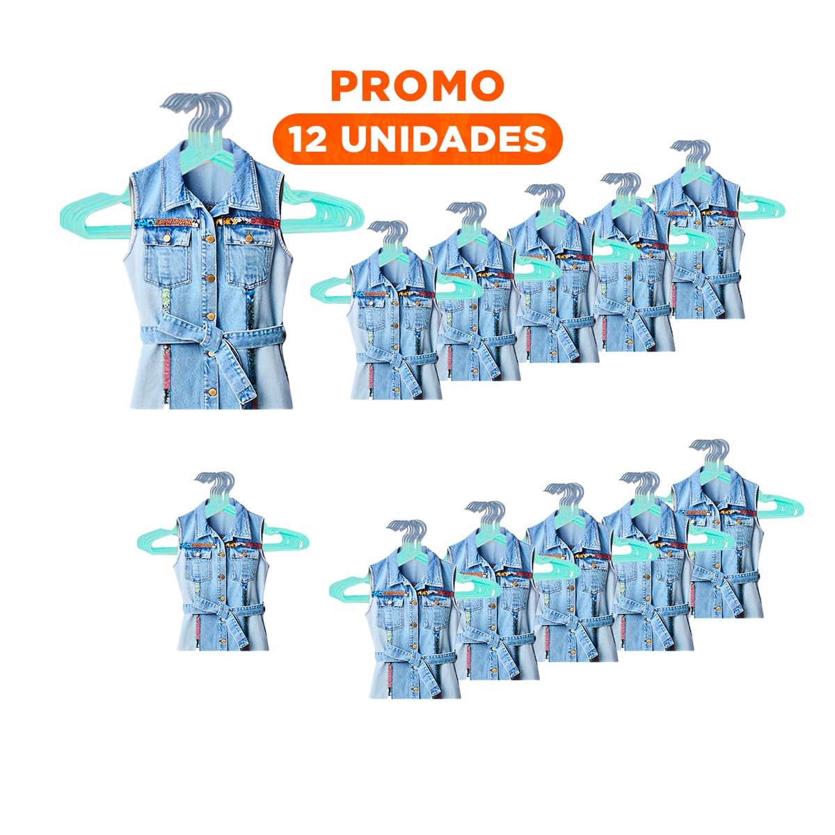 PACK12 COMPLEMENTO PARA CLOSET DE ALAMBRE CON PLASTICO VERDE 5 PIEZAS Y+REGALO STICKER - 1