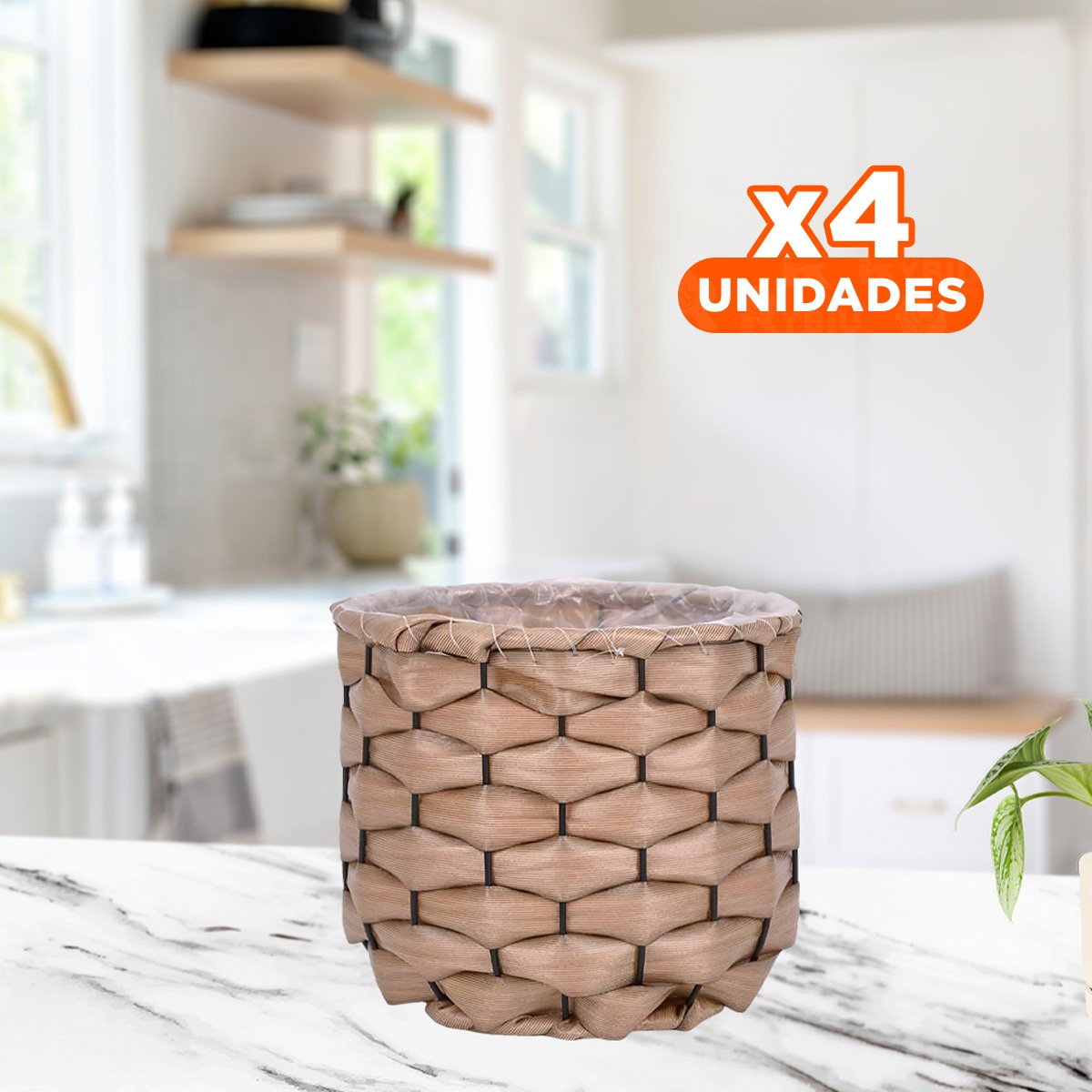 PACK4 CESTO PARA USO DOMESTICO CON ESTILO ENTRELAZADO DECORATIVO - 1