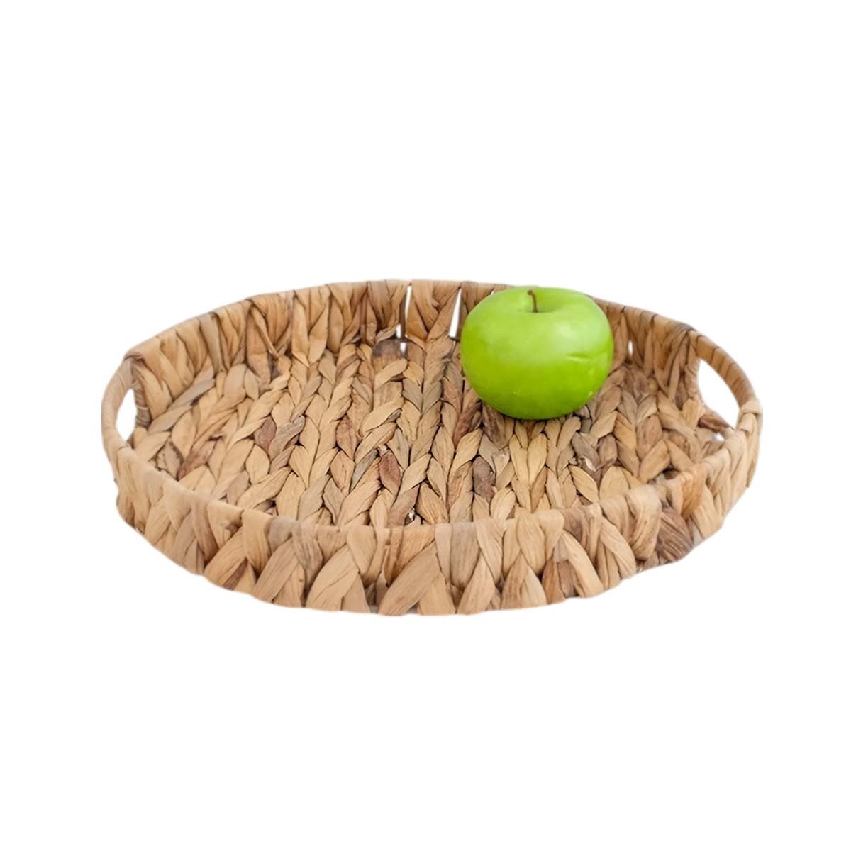 PACK6 CAJA TEJIDA CIRCULAR CON ASAS GRASS 32X4CM MOSTAZA PARA ORGANIZAR Y+REGALO STICKER - 2