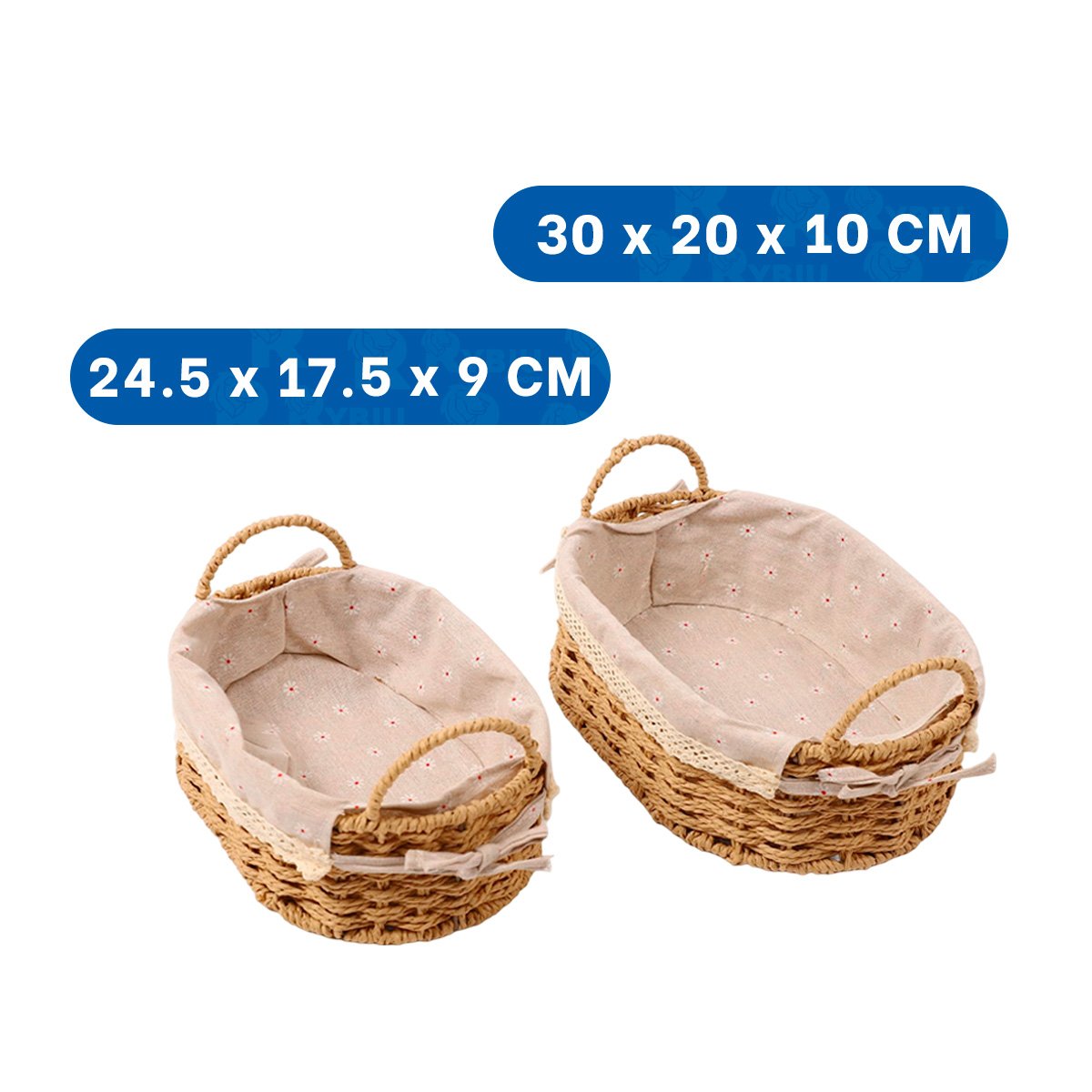PACK6 COLECCION 2 BANDEJA OVALADA TEJIDA CON FORRO BEIGE Y PLOMO PARA ROPA Y+REGALO STICKER - 4