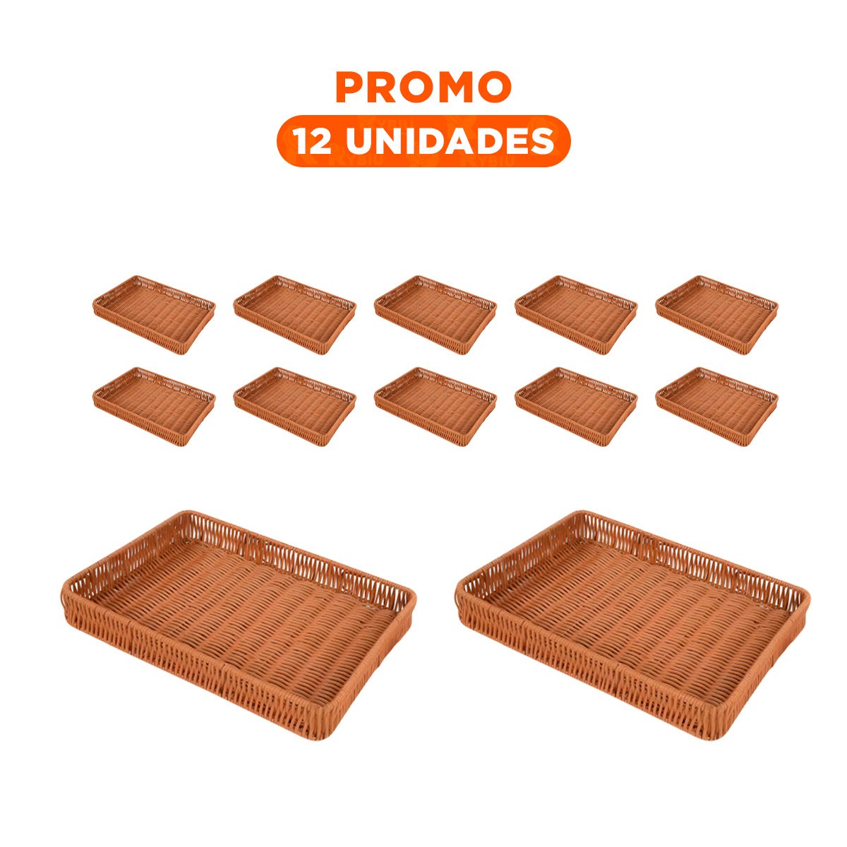PACK12 ORGANIZADOR RECTANGULAR DE PLASTICO TEJIDO 30X20X4CM PARA PANADERIA Y+REGALO STICKER - 1
