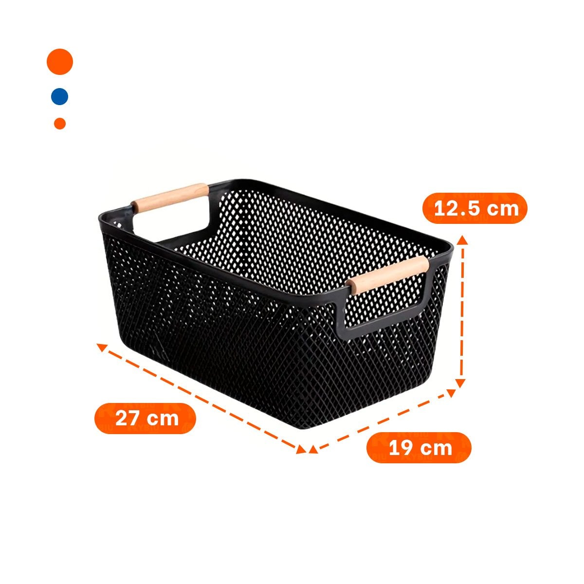 PACK2 ORGANIZADOR PRACTICO DE MALLA CON ASAS DE MADERA NEGRO PARA ACCESORIOS Y+PAPEL REGALO - 4