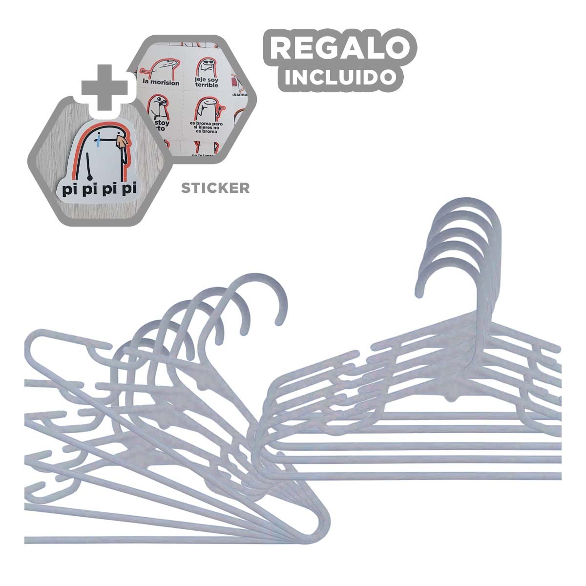 CLIP PARA MANTENER LA ROPA DEL DIA A DIA ORGANIZADA 5 PIEZAS 15X29CM PLOMO Y+REGALO STICKER - 1