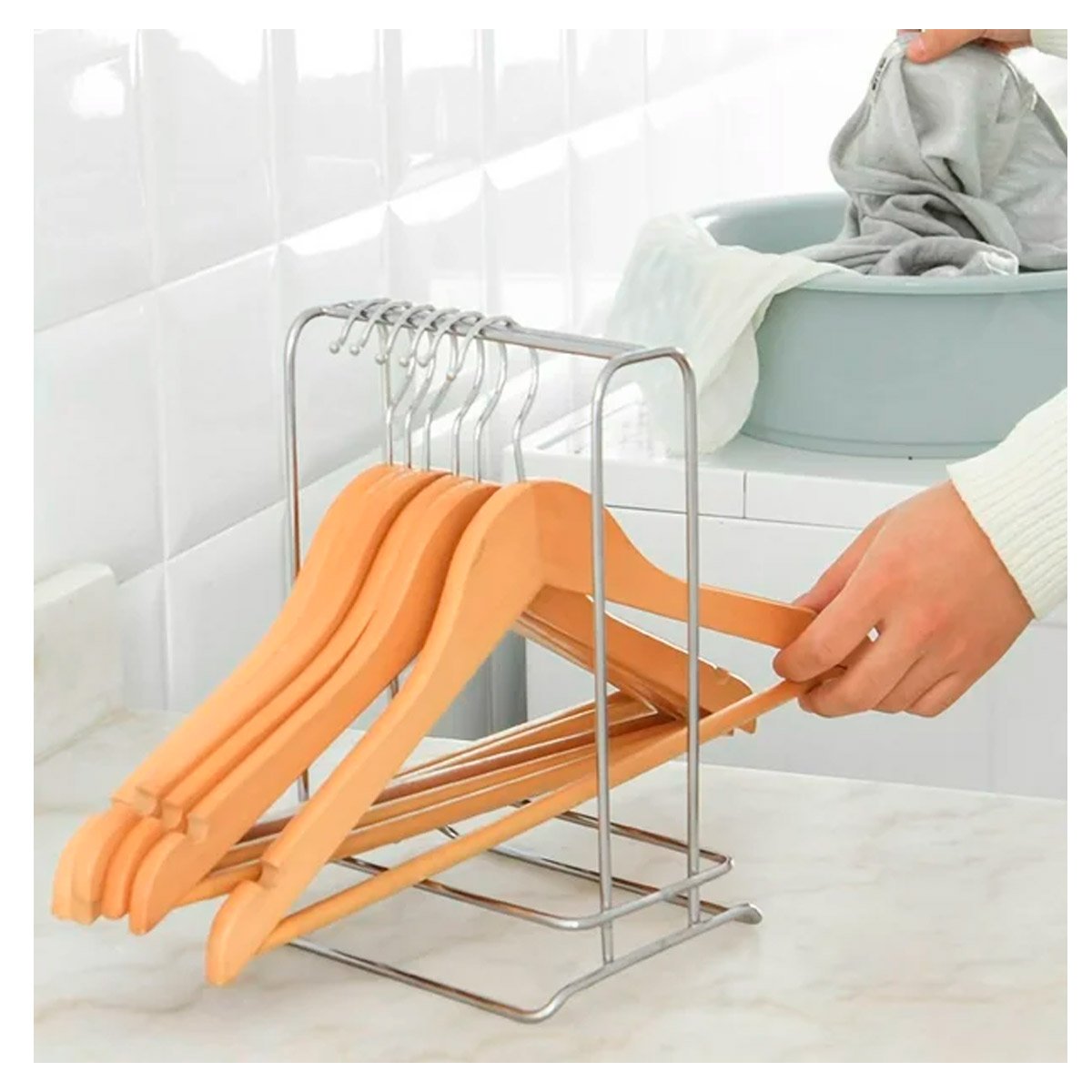 PERCHERO PARA CLOSET DE MADERA COLOR MOSTAZA 3 PIEZAS CASA Y+PAPEL REGALO - 3