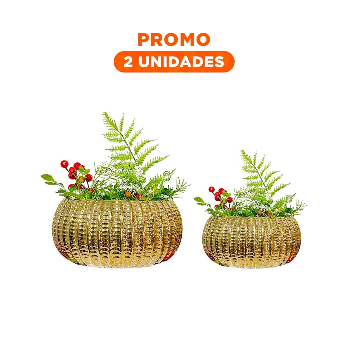 PACK2 PLANTA MODERNA CERAMICA DORADO 17.5X22X11.5CM - 1