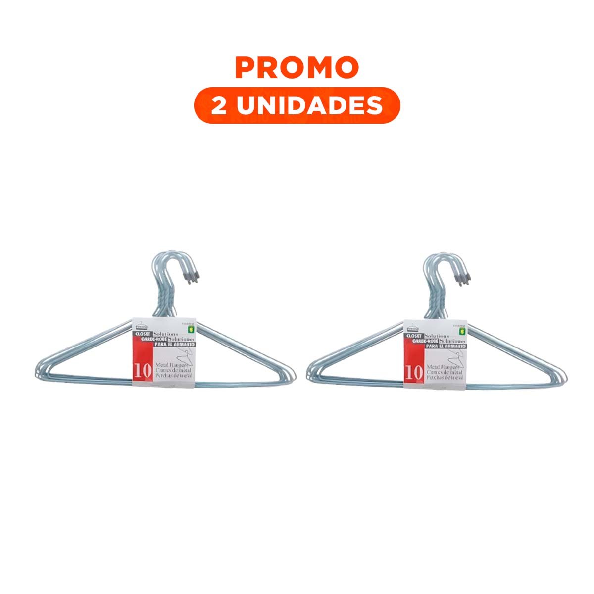 PACK2 COLGADOR DE ALAMBRE PLOMO CON 10 PIEZAS 21X40CM PARA ORGANIZACION DEL HOGAR - 1