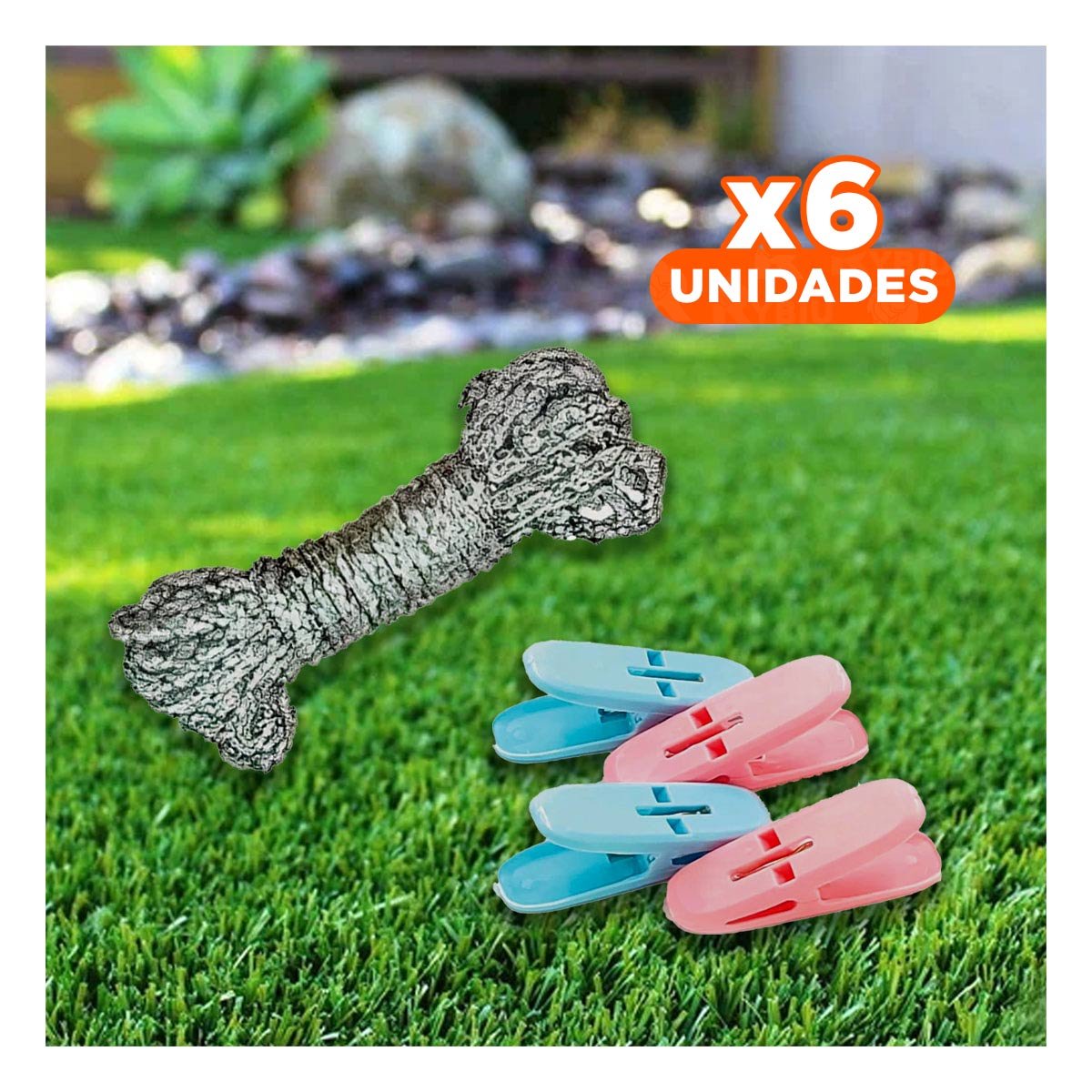 PACK6 PINZAS DE ROPA CURVAS DE PLASTICO MULTICOLOR CON CUERDA PARA TENDIDO Y+REGALO STICKER - 1