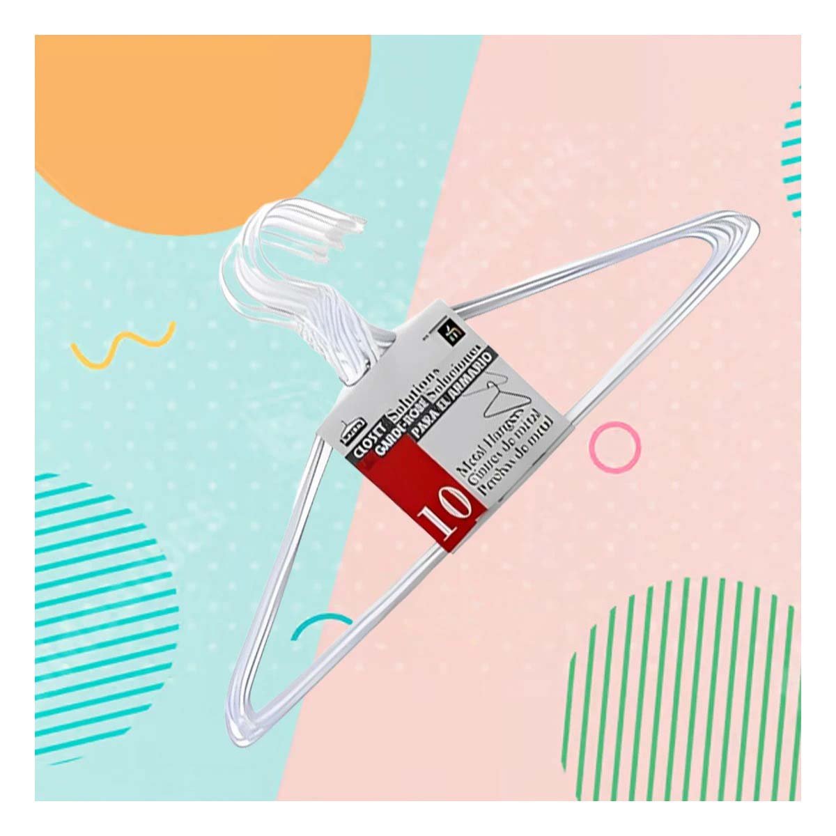 PACK12 PERCHA LIGERA BLANCA DE ALAMBRE SET X10 PIEZAS 21X40CM Y+PAPEL REGALO - 5